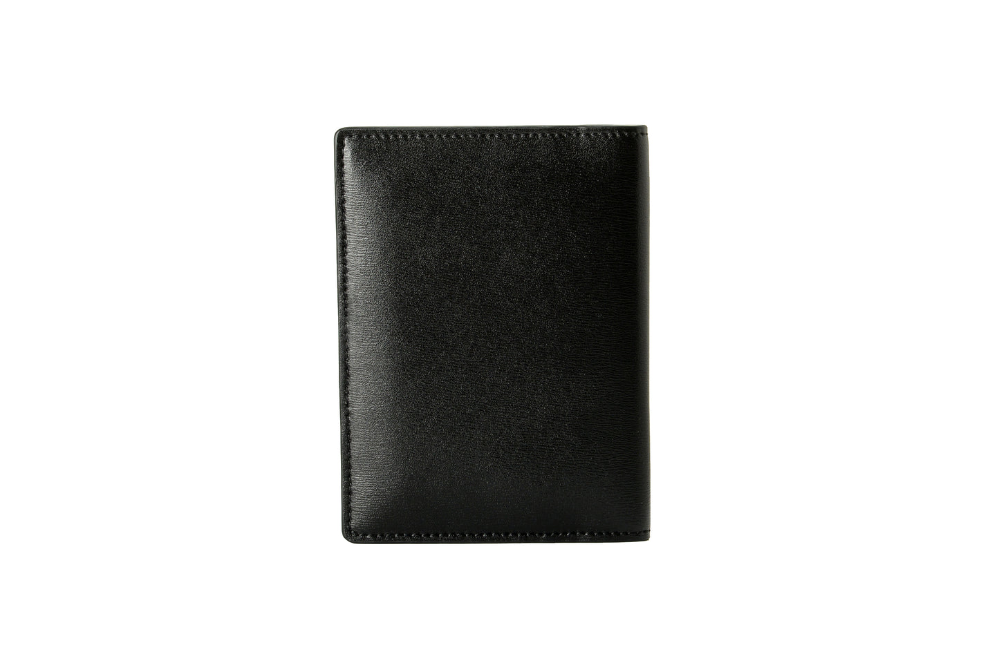 Versace Black 100% Leather Silver Logo Print Card Case Holder Bifold Wallet