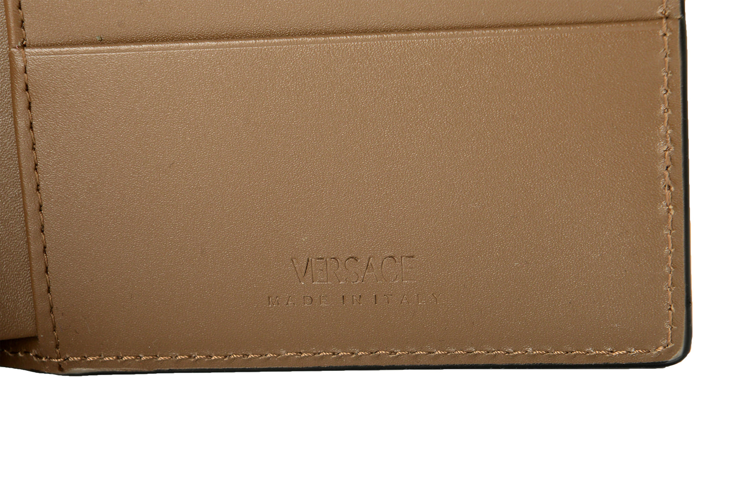 Versace Chestnut 100% Leather Gold Medusa Head Bifold Wallet