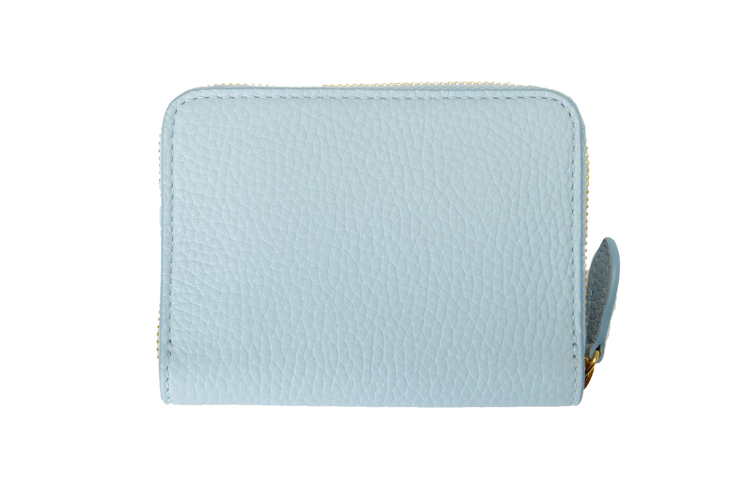 Burberry 100% Pebble Leather Pale Blue Mini Zip Around Wallet