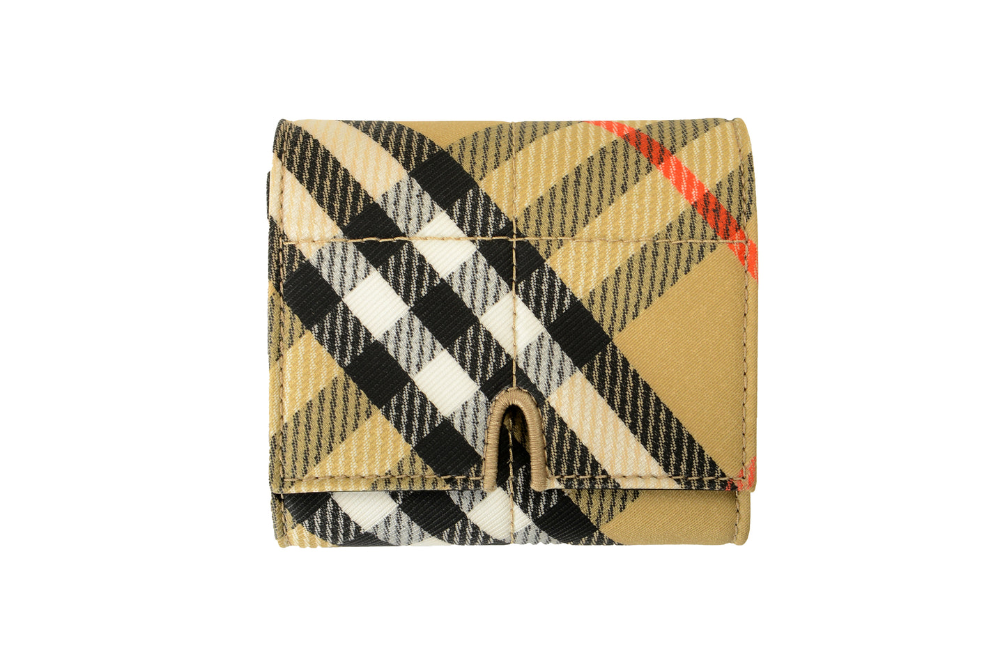 Burberry Sand Ip Check Snip Leather Compact Wallet