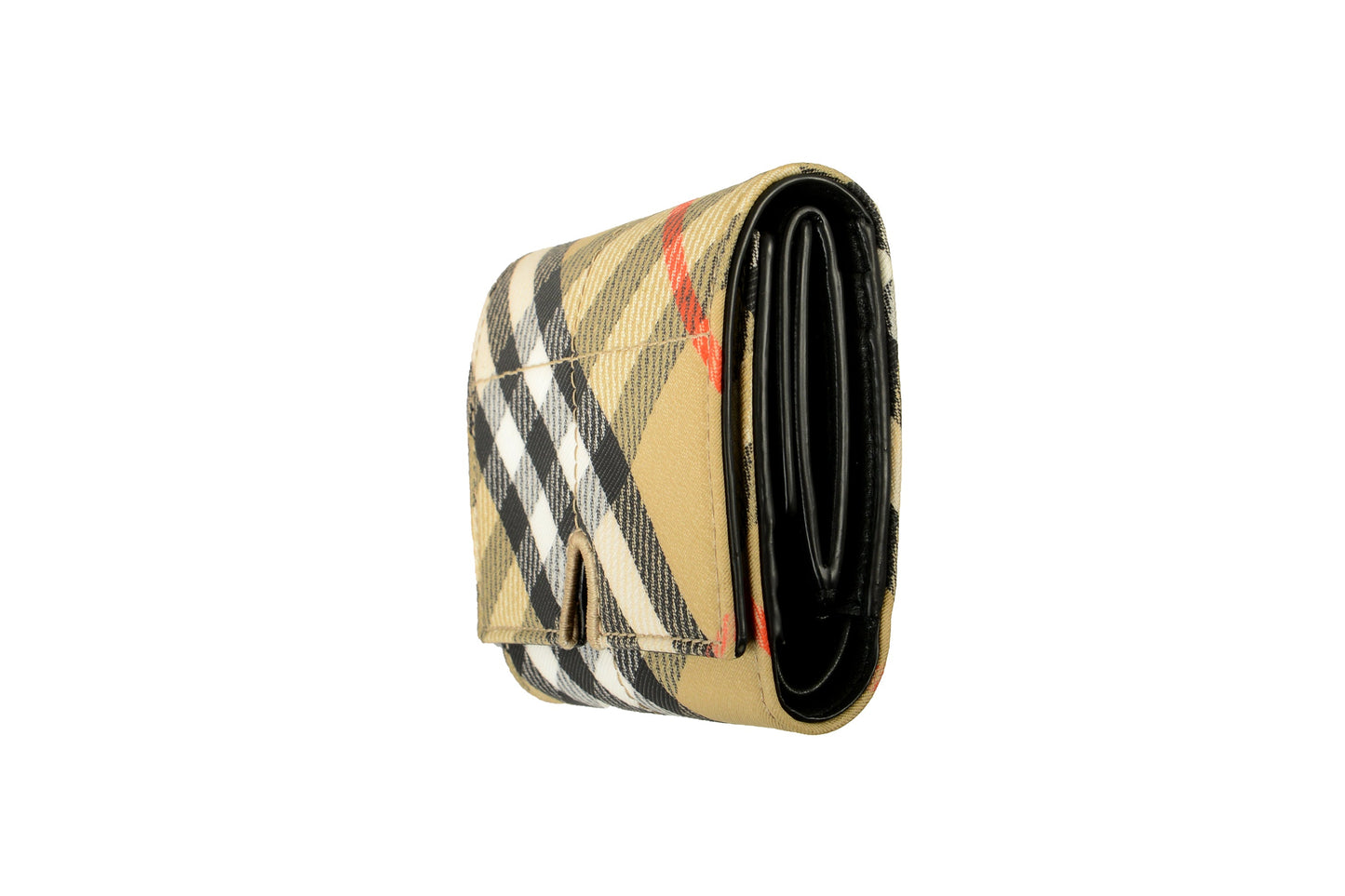 Burberry Sand Ip Check Snip Leather Compact Wallet
