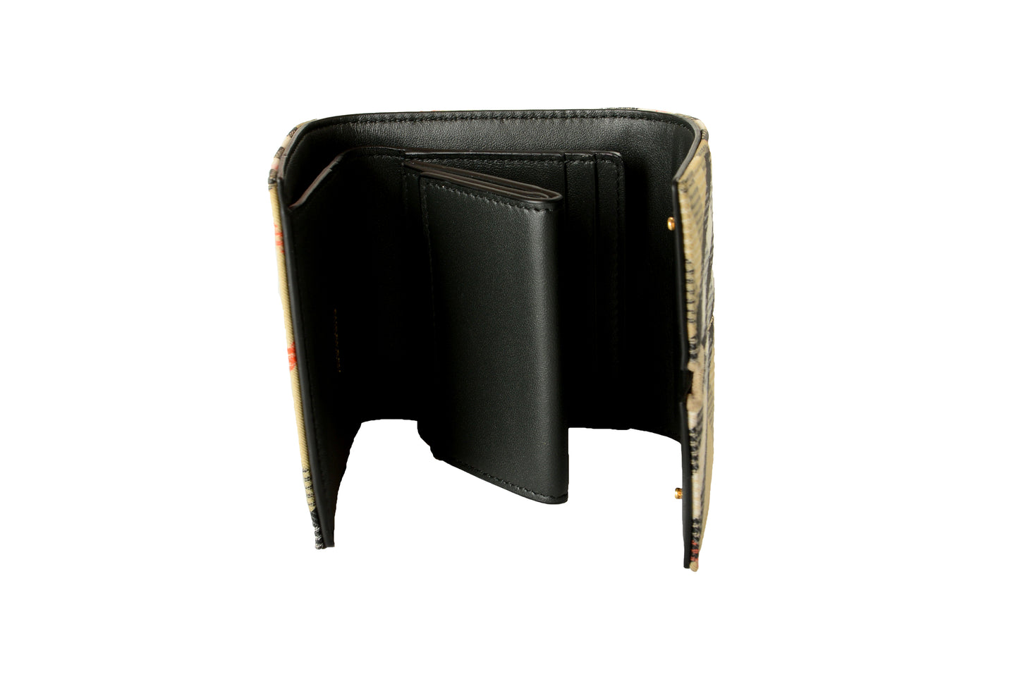 Burberry Sand Ip Check Snip Leather Compact Wallet