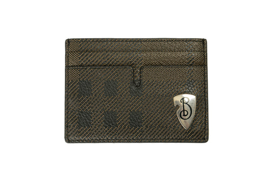 Burberry "Sandon" Leather Silver Logo Card Case Holder