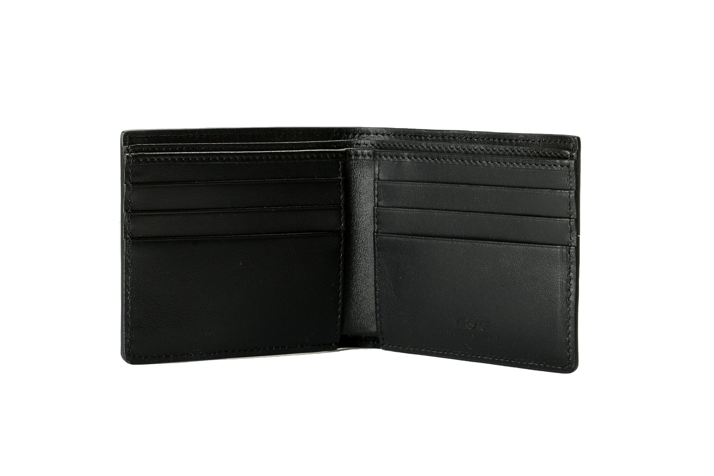 Versace Coated Canvas & Leather Monogram Bifold Wallet