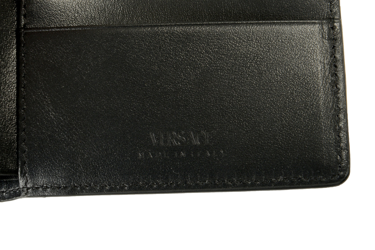 Versace Coated Canvas & Leather Monogram Bifold Wallet