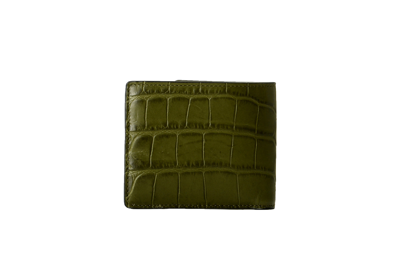Versace 100% Leather Croc Print Gold Medusa Head Bifold Wallet W/Coin Pocket