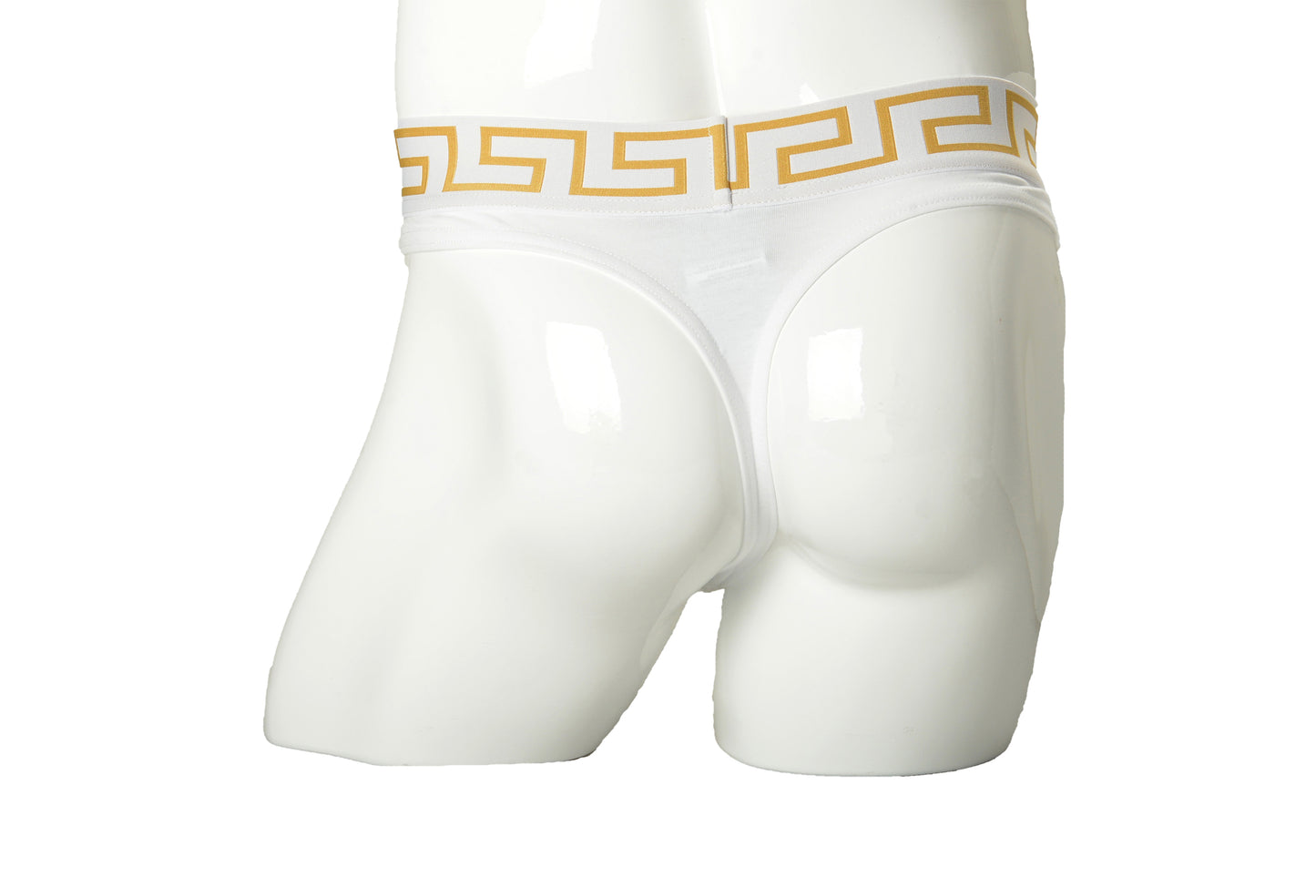 Versace Men's White Gold Border Stretch Thong Underwear VersaceSz 8 US 2XL IT 56