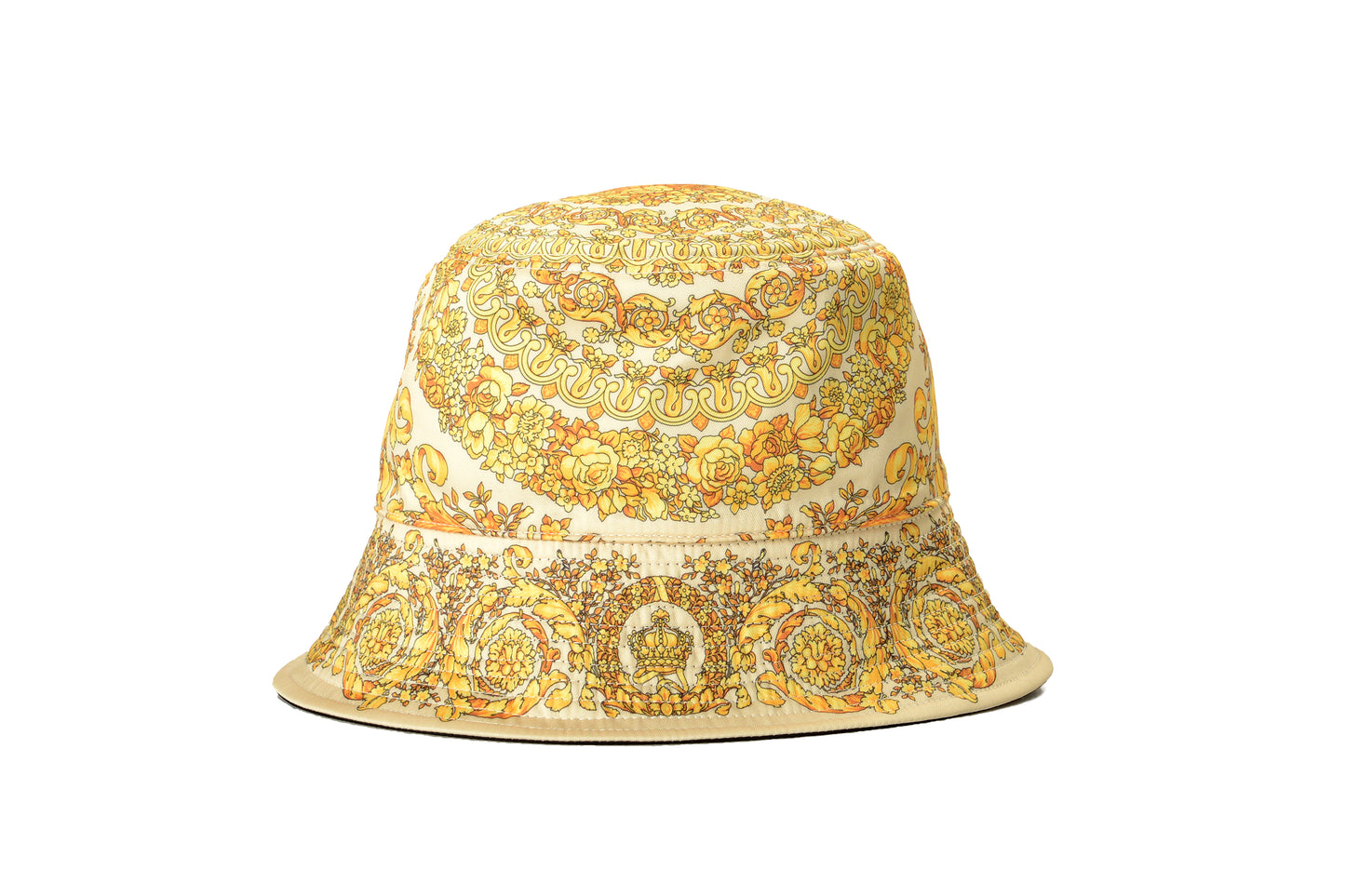 Versace Multi-Color Baroque/ Logo On Black Reversible Bucket Hat Size 58