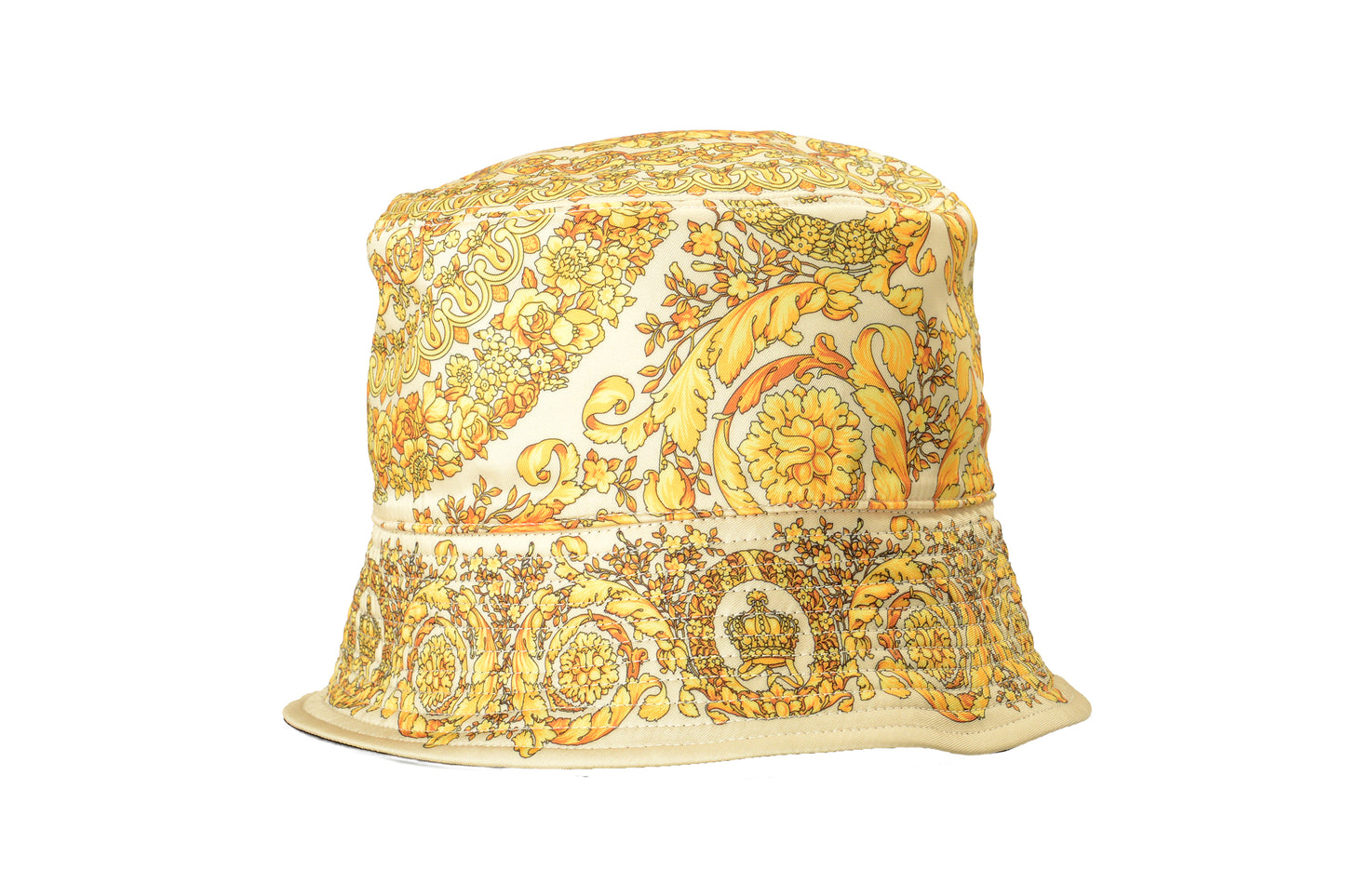 Versace Multi-Color Baroque/ Logo On Black Reversible Bucket Hat Size 58