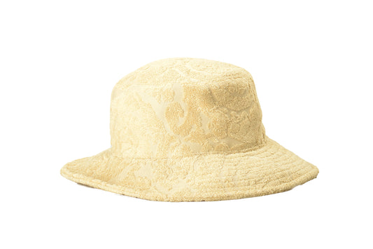 Versace Sand Beige Barocco Print Towel Stitch Bucket Hat Size 59