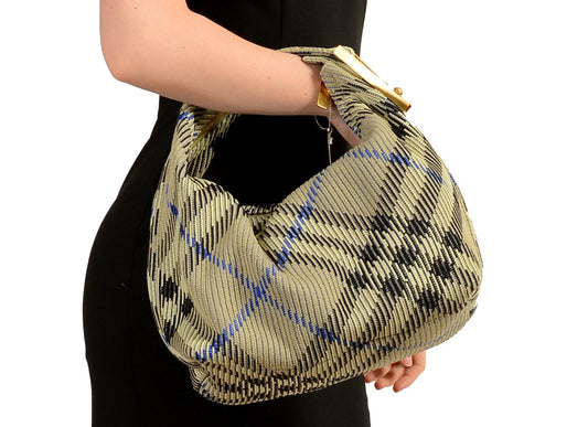 Burberry "Peg" Lichen Plaid Shoulder Hobo Bag