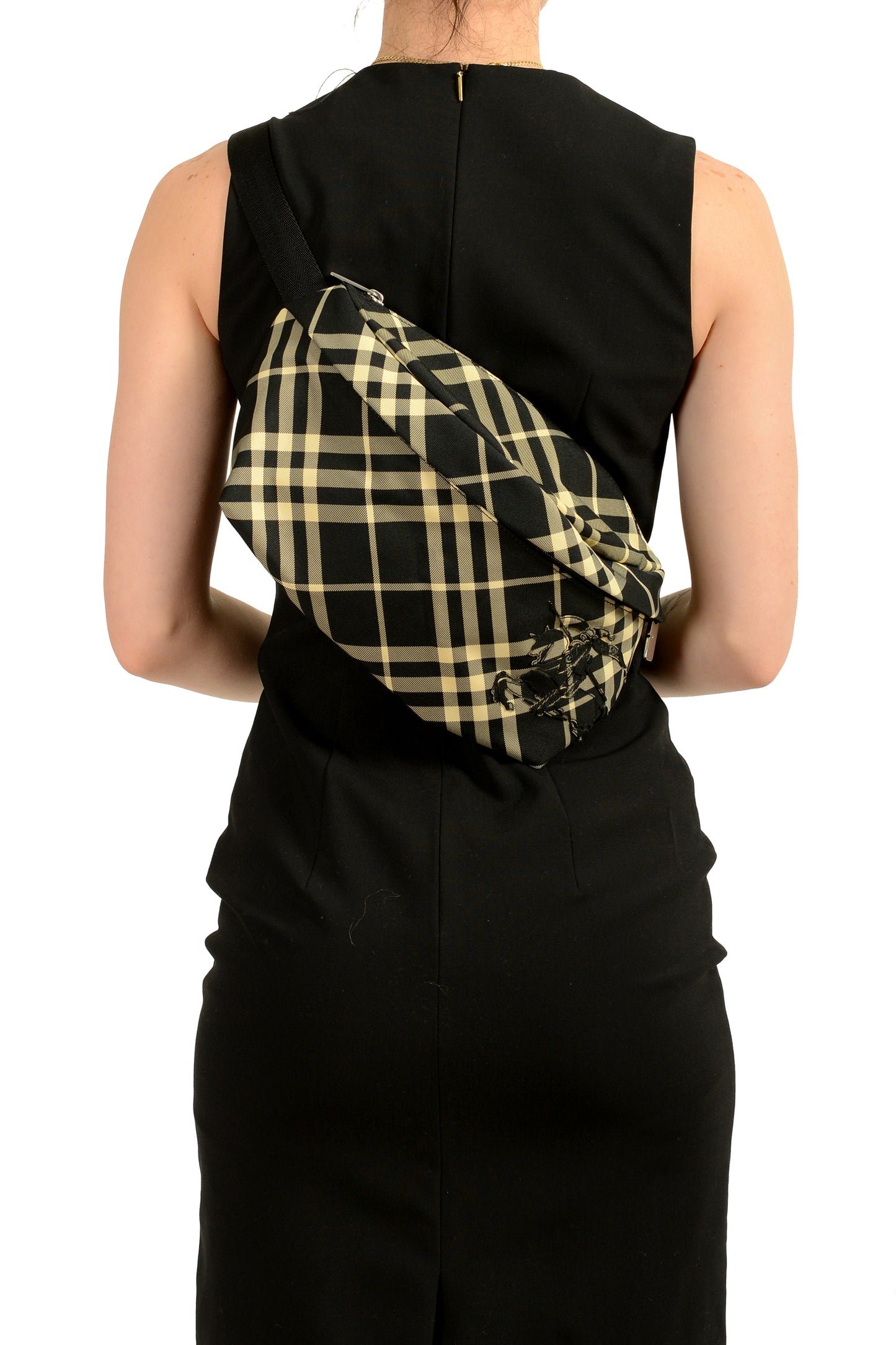 Burberry "Essential Belt Bag" Logo Embroidered Plaid Shoulder Fanny Belt Bag