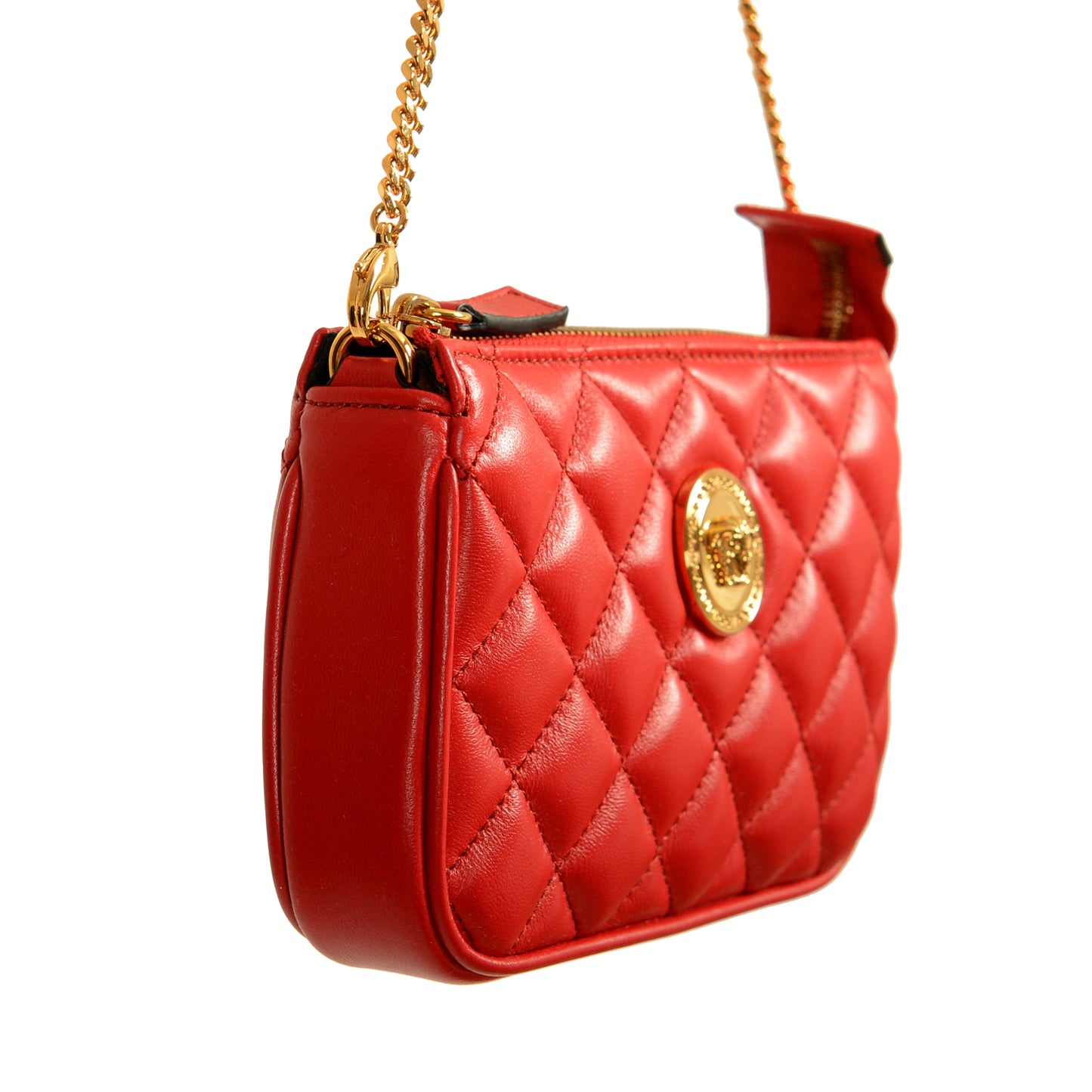 Versace Women's True Red Gold Medusa Quilted Small Handbag Shoulder Bag