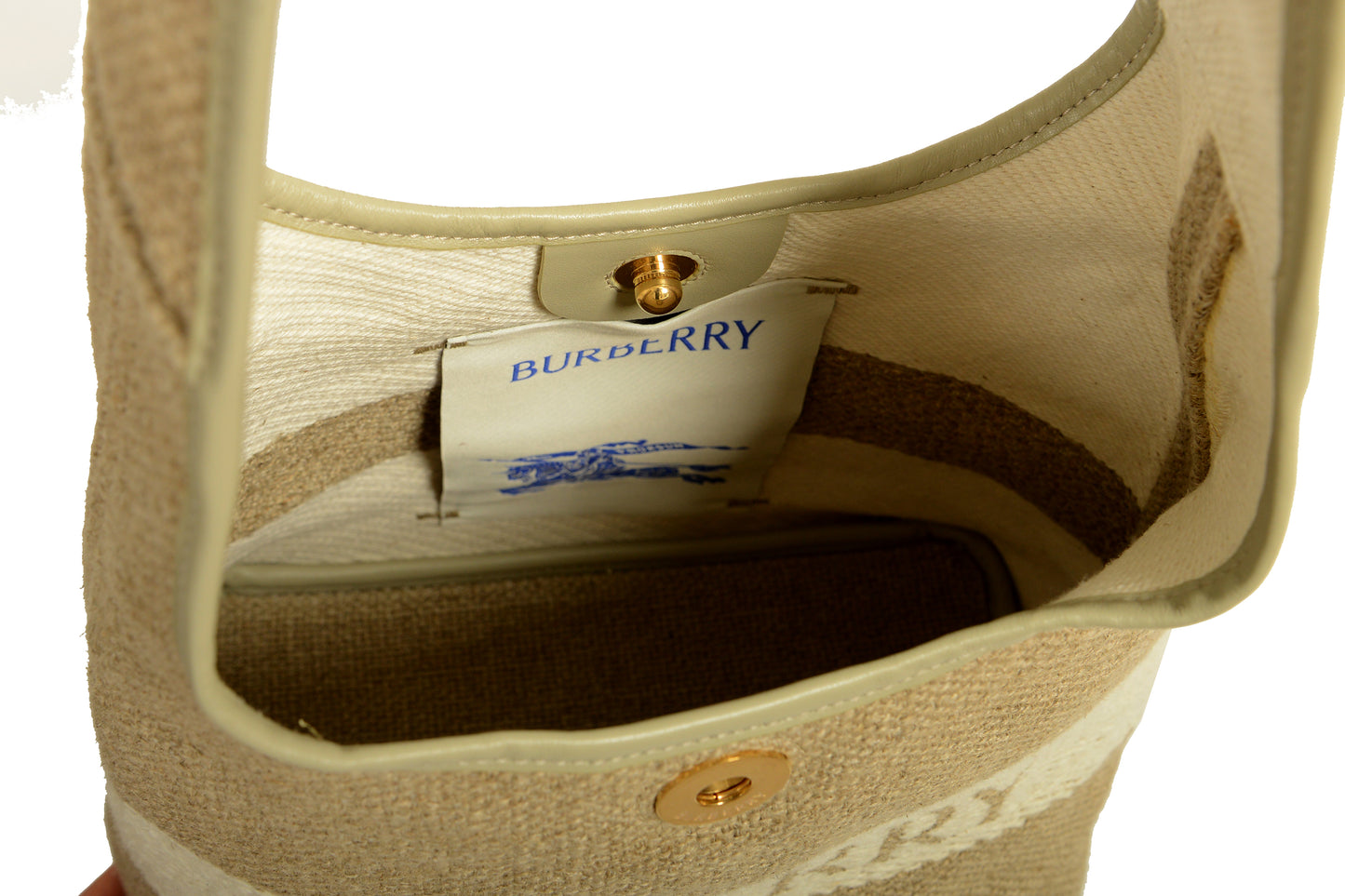 Burberry "SM Shoulder Bag" Natural Beige Canvas Handbag Shoulder Bag
