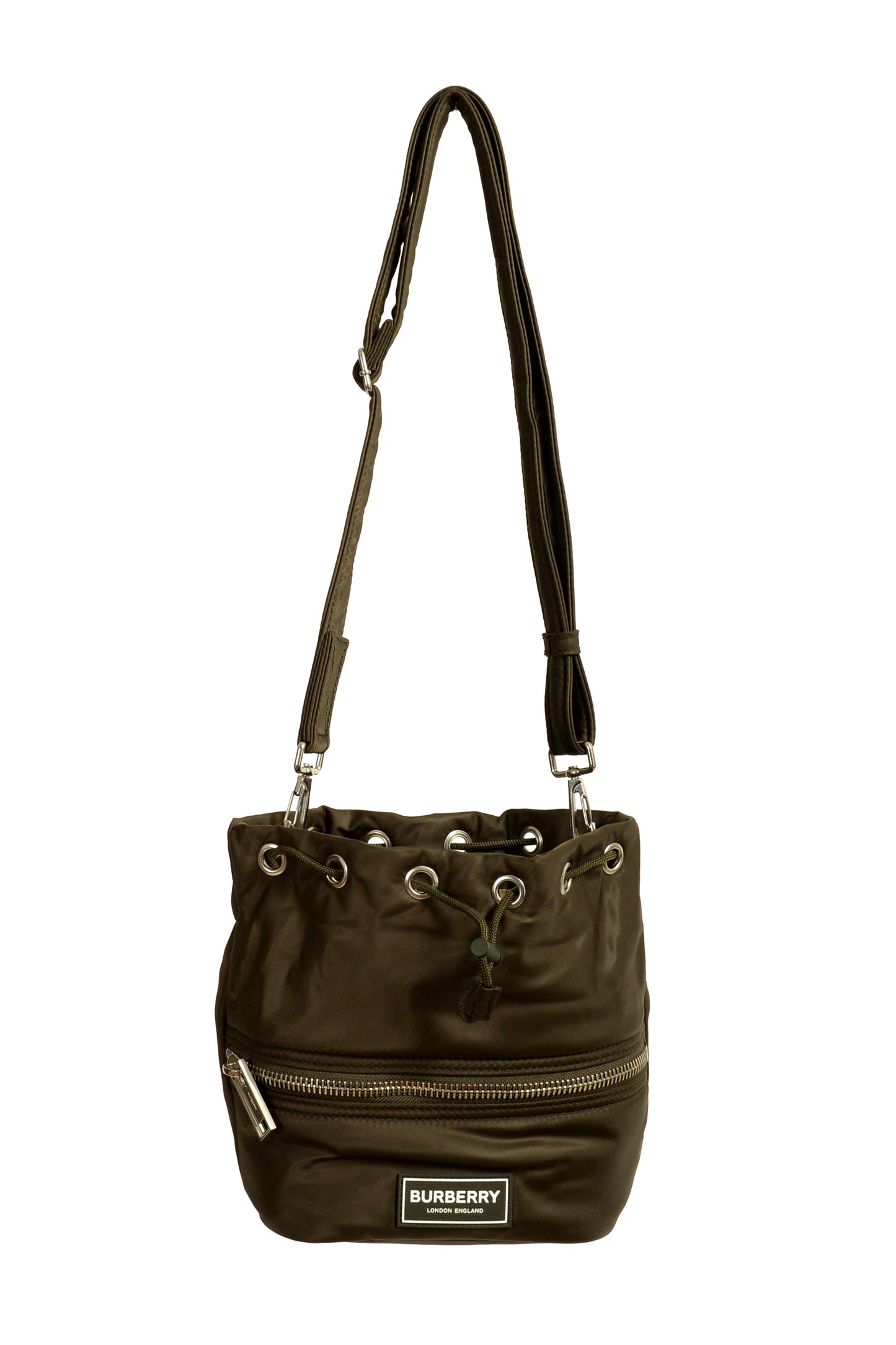 Burberry "LS Ryle NLN" Olive Green Small Bucket Handbag Shoulder Bag