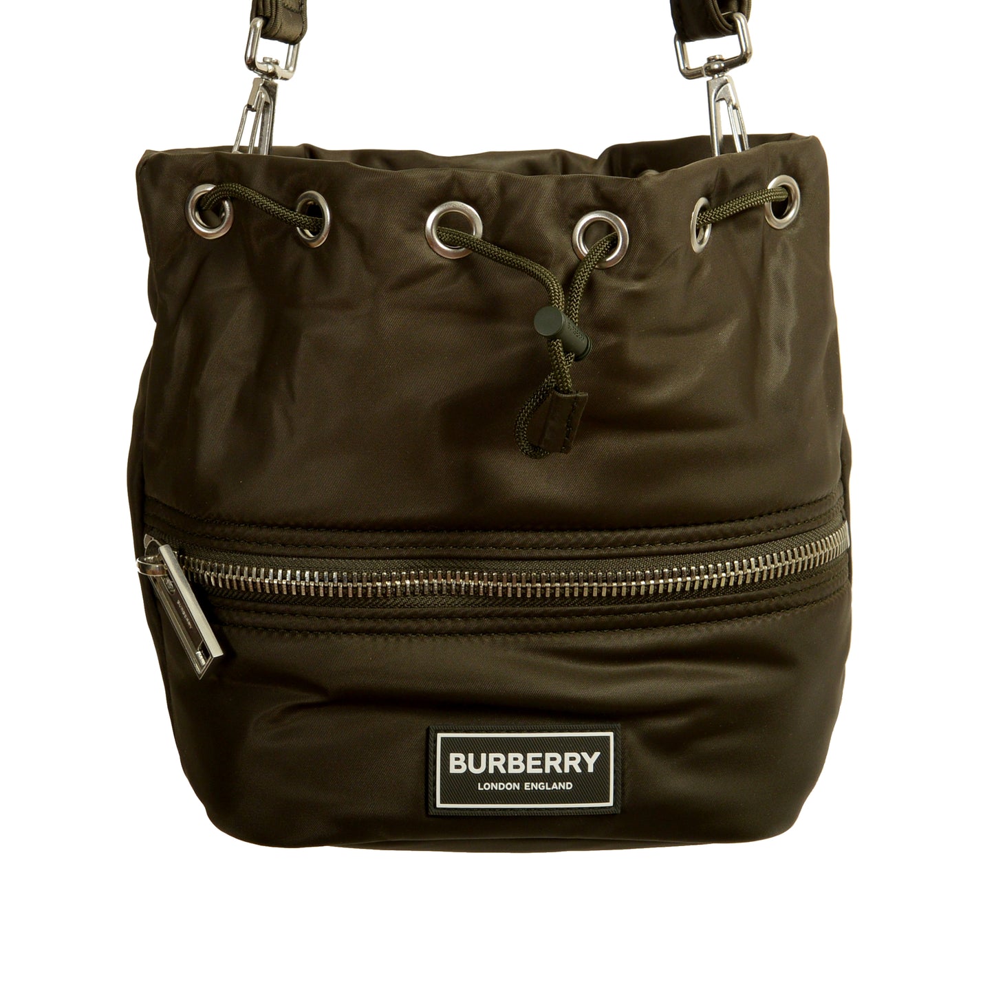 Burberry "LS Ryle NLN" Olive Green Small Bucket Handbag Shoulder Bag