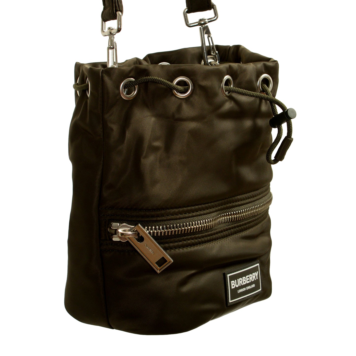 Burberry "LS Ryle NLN" Olive Green Small Bucket Handbag Shoulder Bag