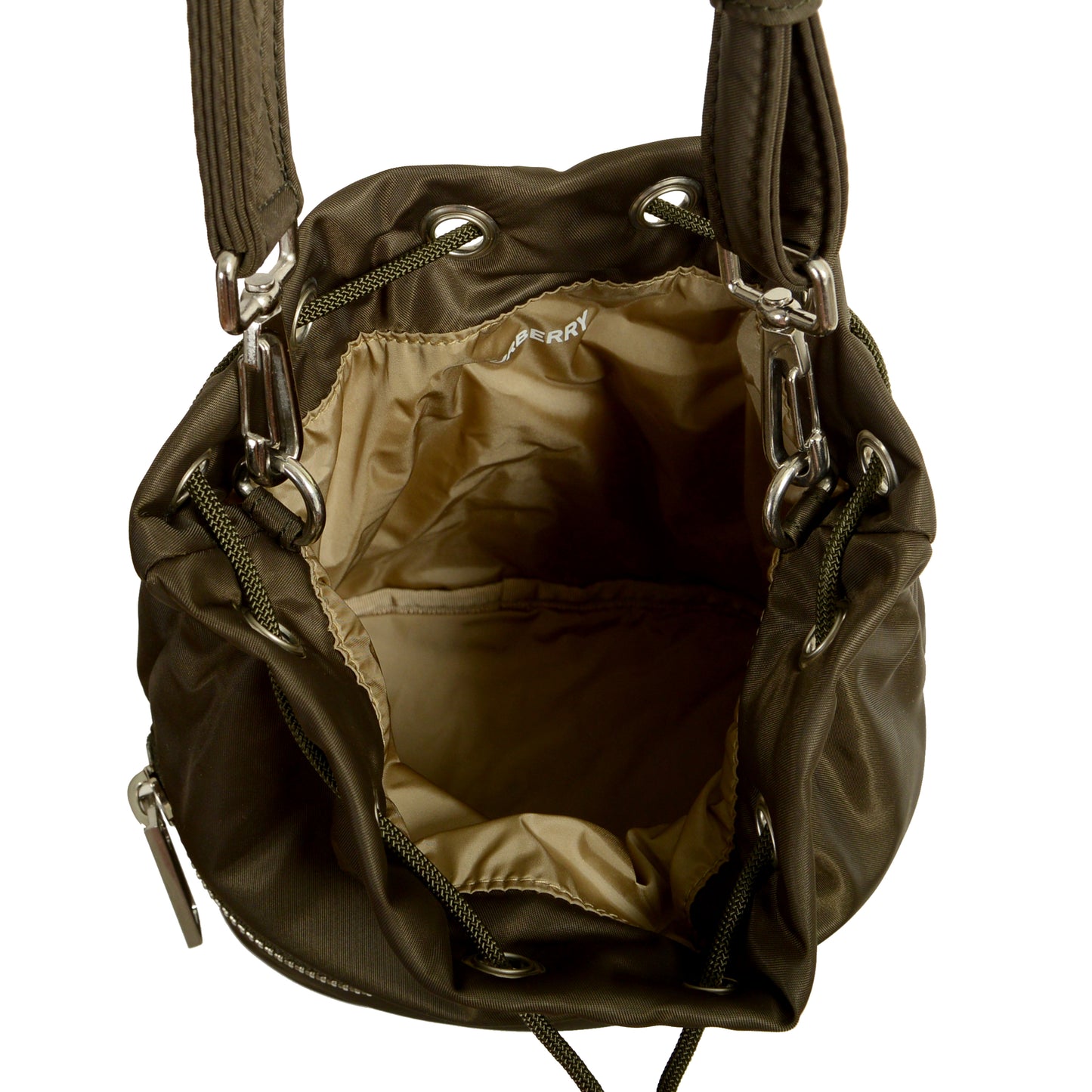 Burberry "LS Ryle NLN" Olive Green Small Bucket Handbag Shoulder Bag