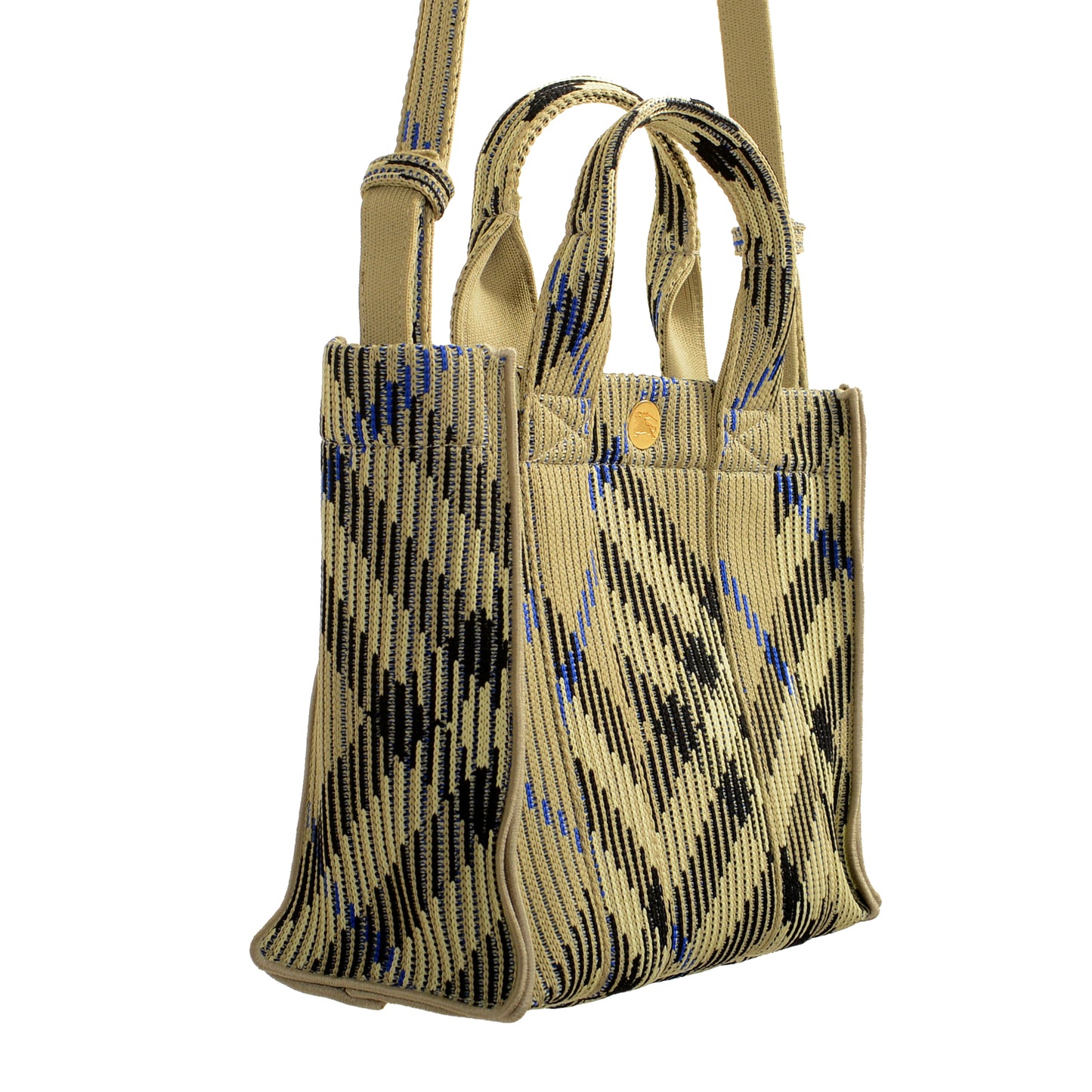 Burberry "Mn Knit Tote" Lichen Plaid Handbag Shoulder Tote Bag