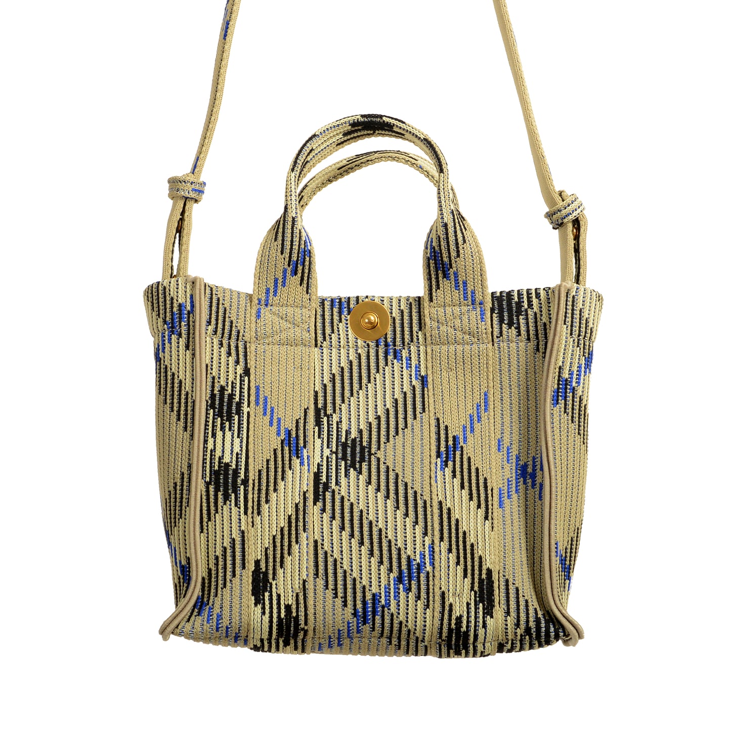 Burberry "Mn Knit Tote" Lichen Plaid Handbag Shoulder Tote Bag