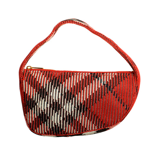Burberry "Ls Knit Baguette" Scarlet Plaid Handbag Shoulder Bag