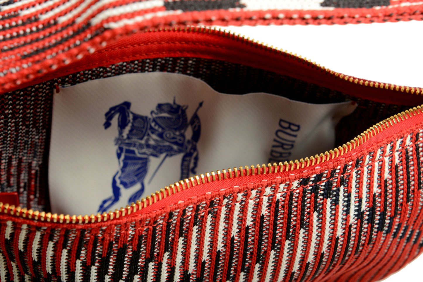 Burberry "Ls Knit Baguette" Scarlet Plaid Handbag Shoulder Bag