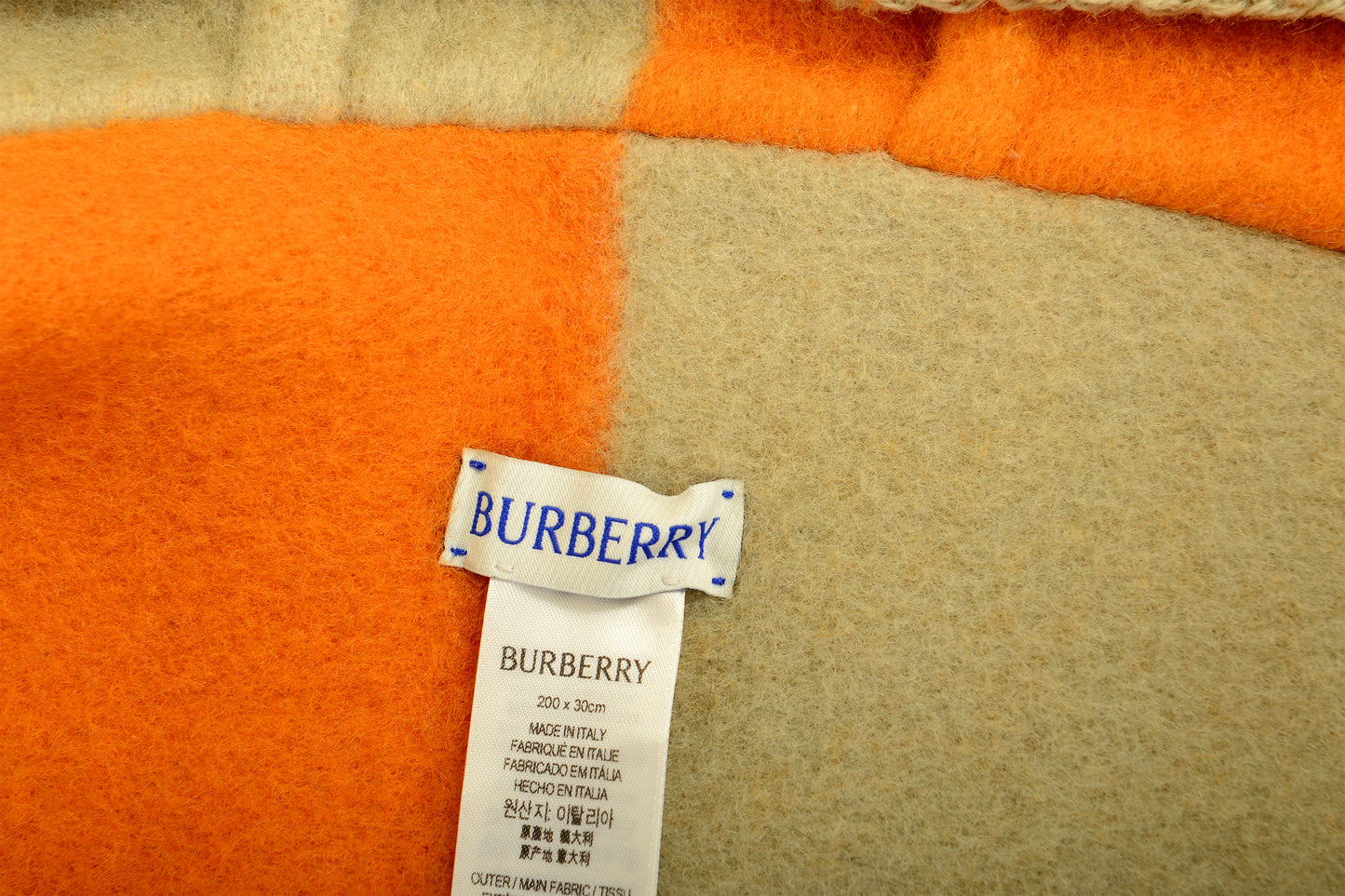 Burberry "MU Split EKD Hooded" Hunter Pumpkin 100% Wool Scarf