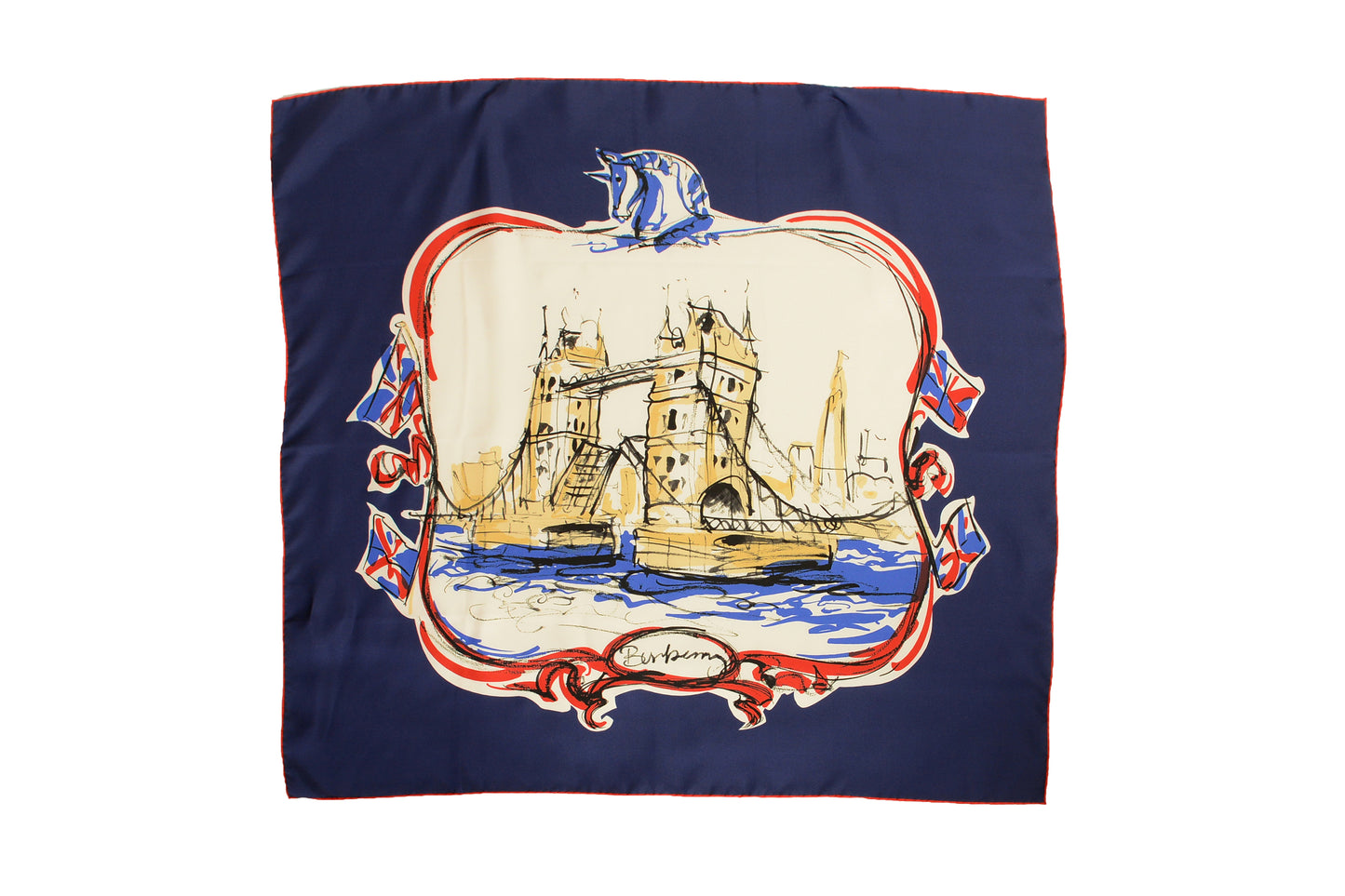 Burberry "Tower Bridge SQ" Multi-Color Large 100% Silk Square Scarf