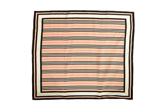 Burberry "IS SLK SQ" Frosted Pink Striped Large 100% Silk Square Scarf