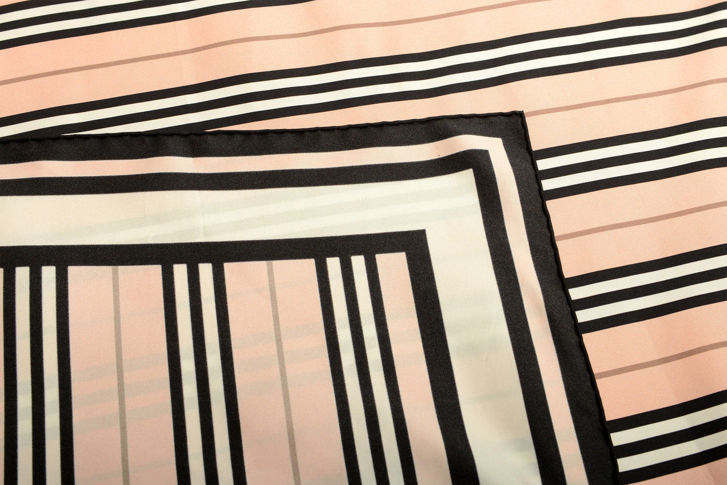 Burberry "IS SLK SQ" Frosted Pink Striped Large 100% Silk Square Scarf