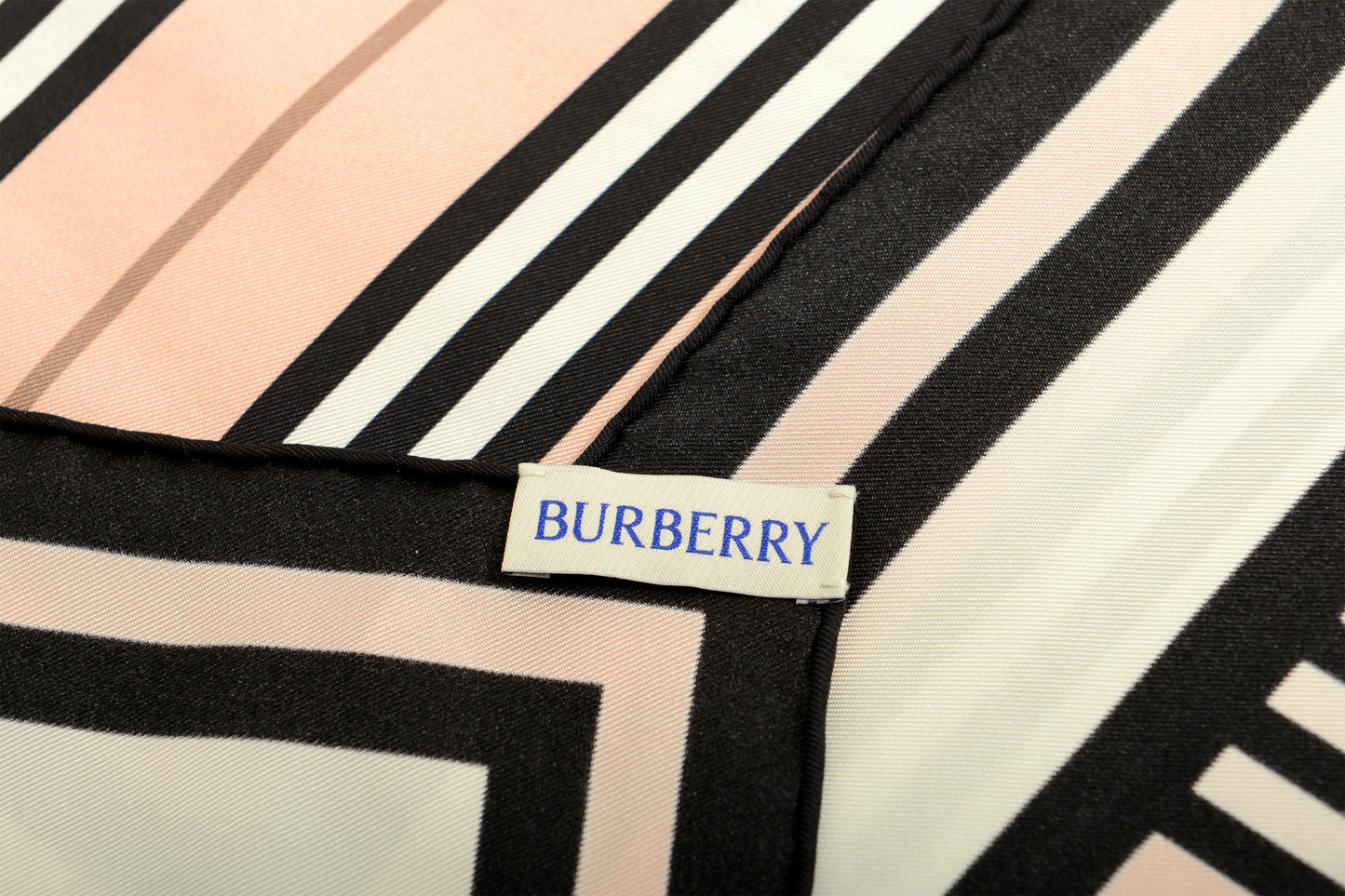 Burberry "IS SLK SQ" Frosted Pink Striped Large 100% Silk Square Scarf