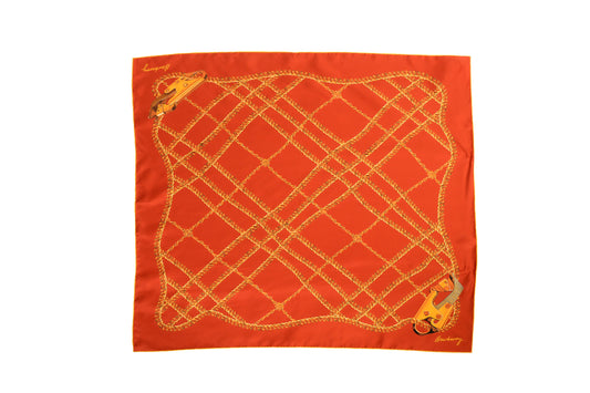 Burberry "Chain Check SLK SQ" Red & Gold Large 100% Silk Square Scarf