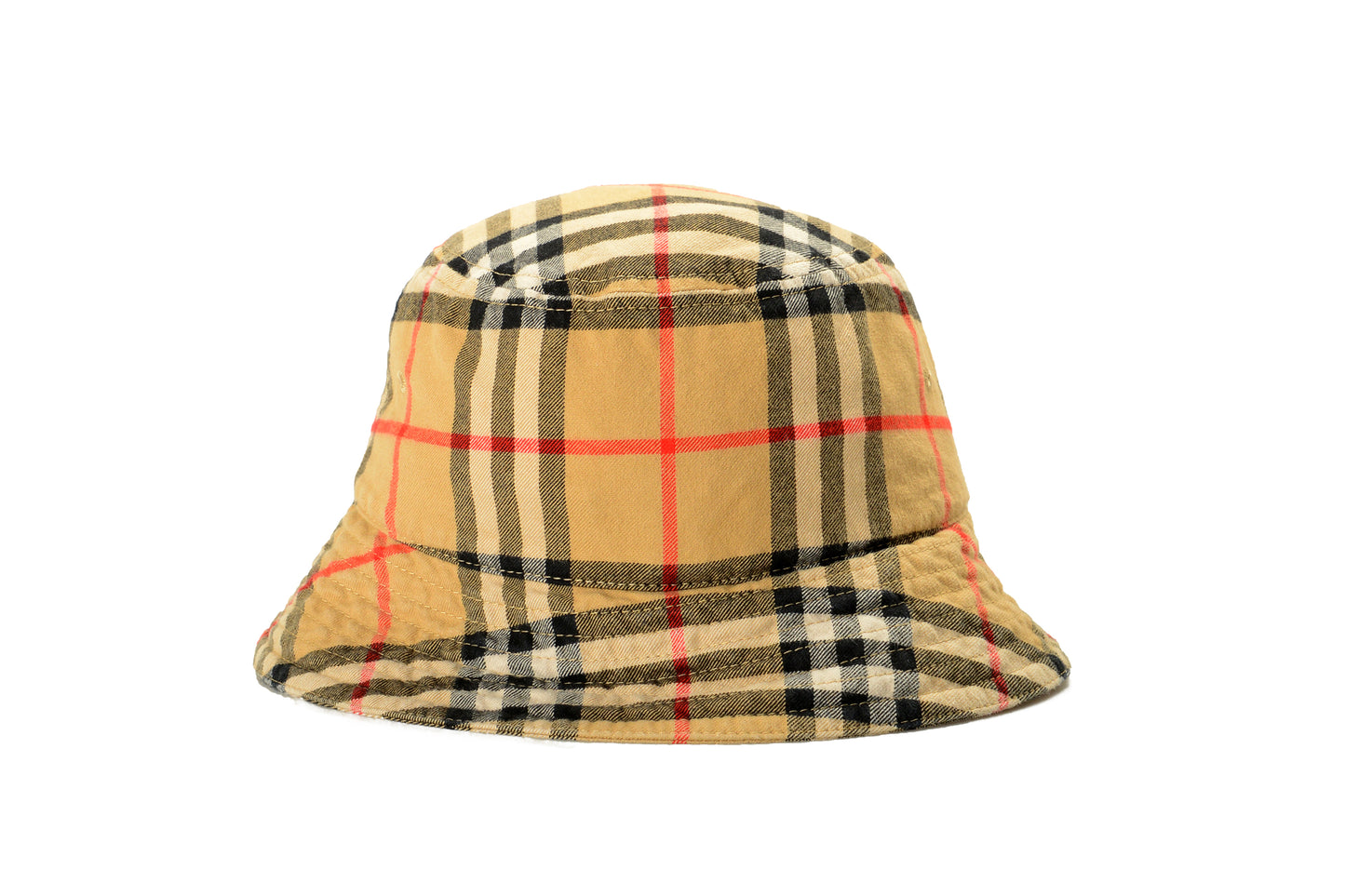 Burberry "Classic Bucket" Archive Beige Check Print Bucket Hat Size L