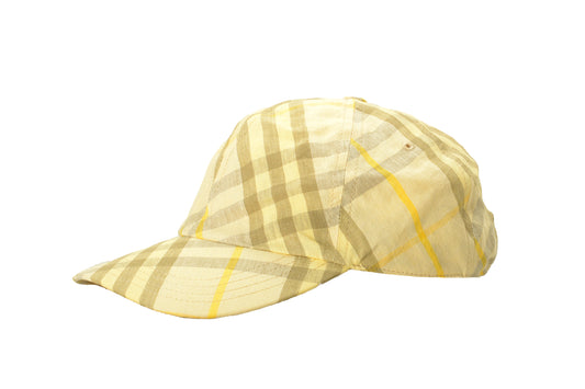 Burberry "Linen Check Baseball" Wheat IP Check Baseball Hat Size L