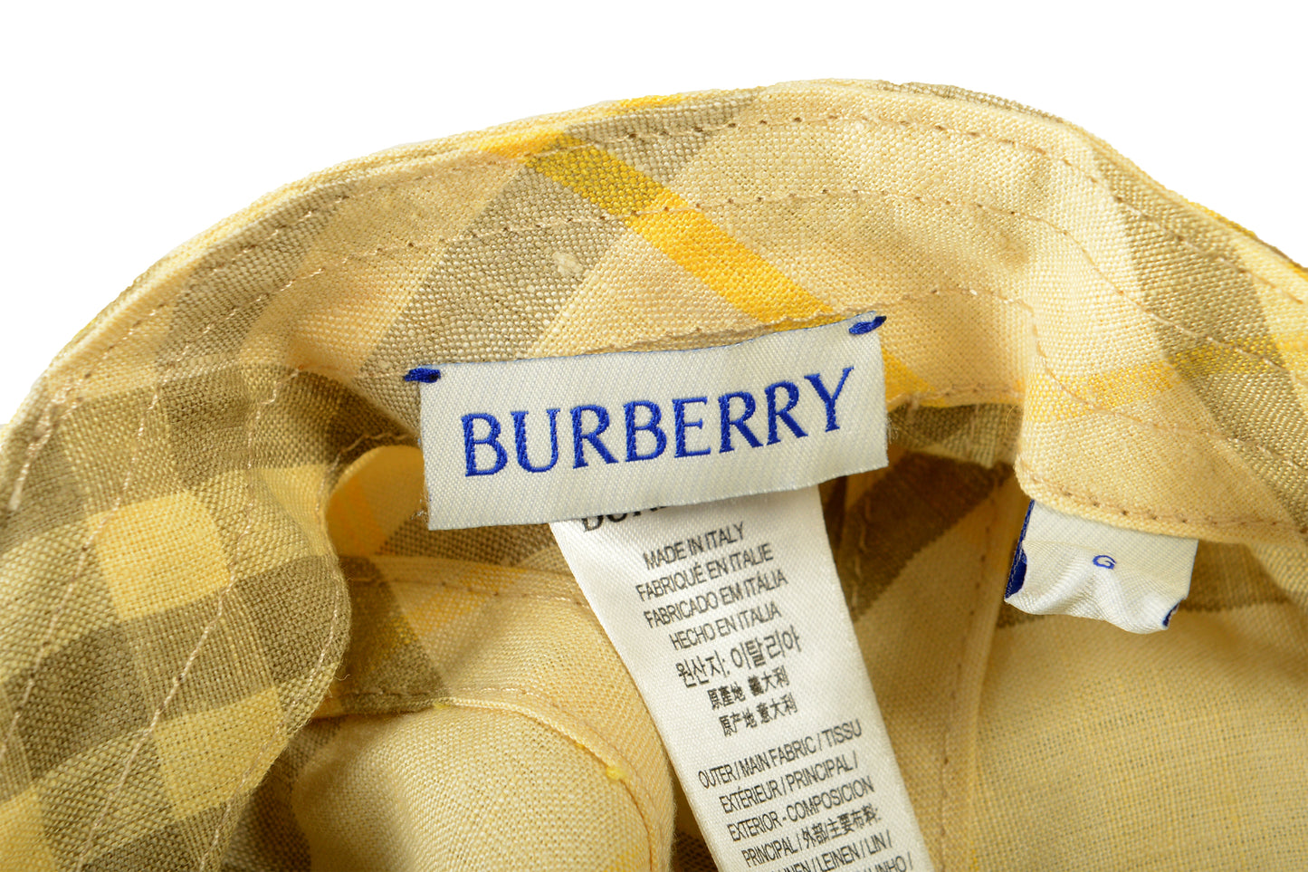 Burberry "Linen Check Baseball" Wheat IP Check Baseball Hat Size L