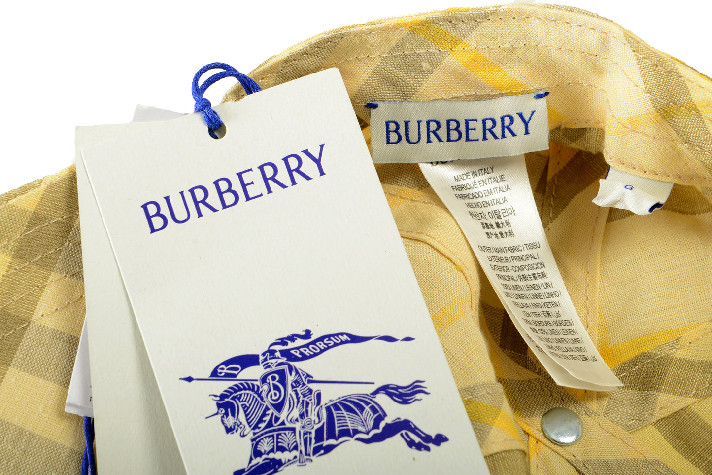 Burberry "Linen Check Baseball" Wheat IP Check Baseball Hat Size L