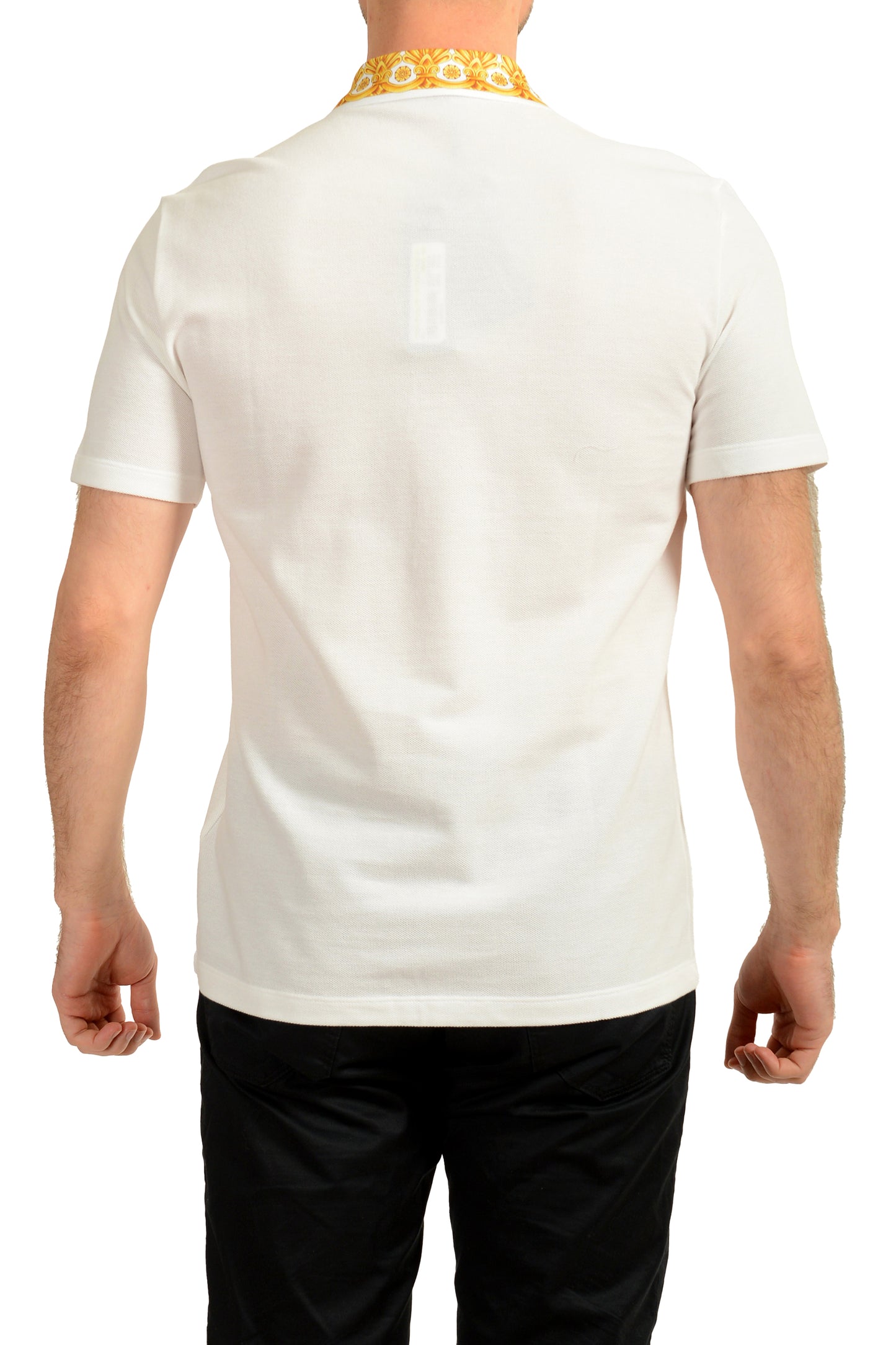 Versace Men's White Barocco Print Short Sleeve Polo Shirt US XS IT 46