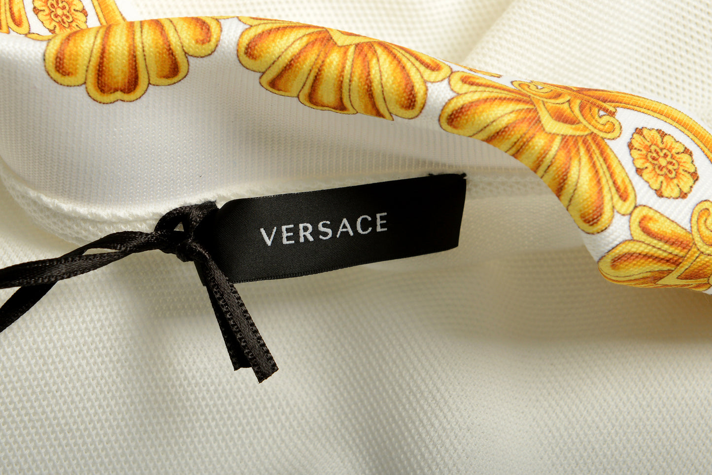 Versace Men's White Barocco Print Short Sleeve Polo Shirt US XS IT 46