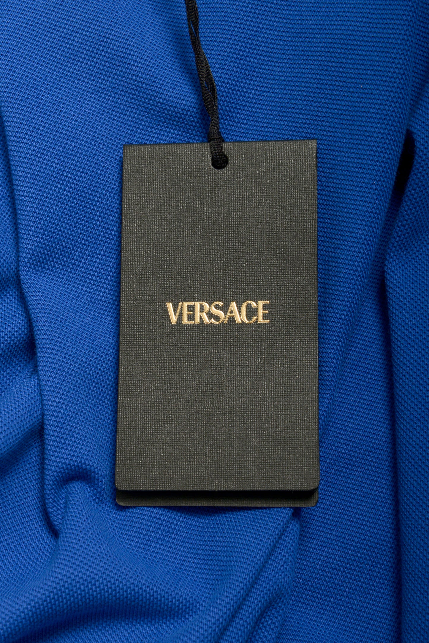 Versace Men's Royal Blue Logo Embroidery Short Sleeve Polo Shirt US 4XL IT 60