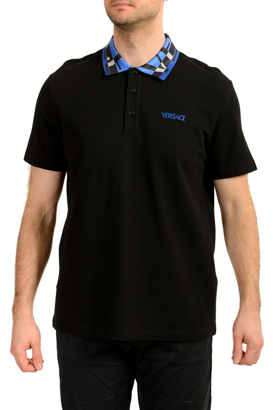 Versace Men's Black Logo Embroidery Short Sleeve Polo Shirt US 3XL IT 58