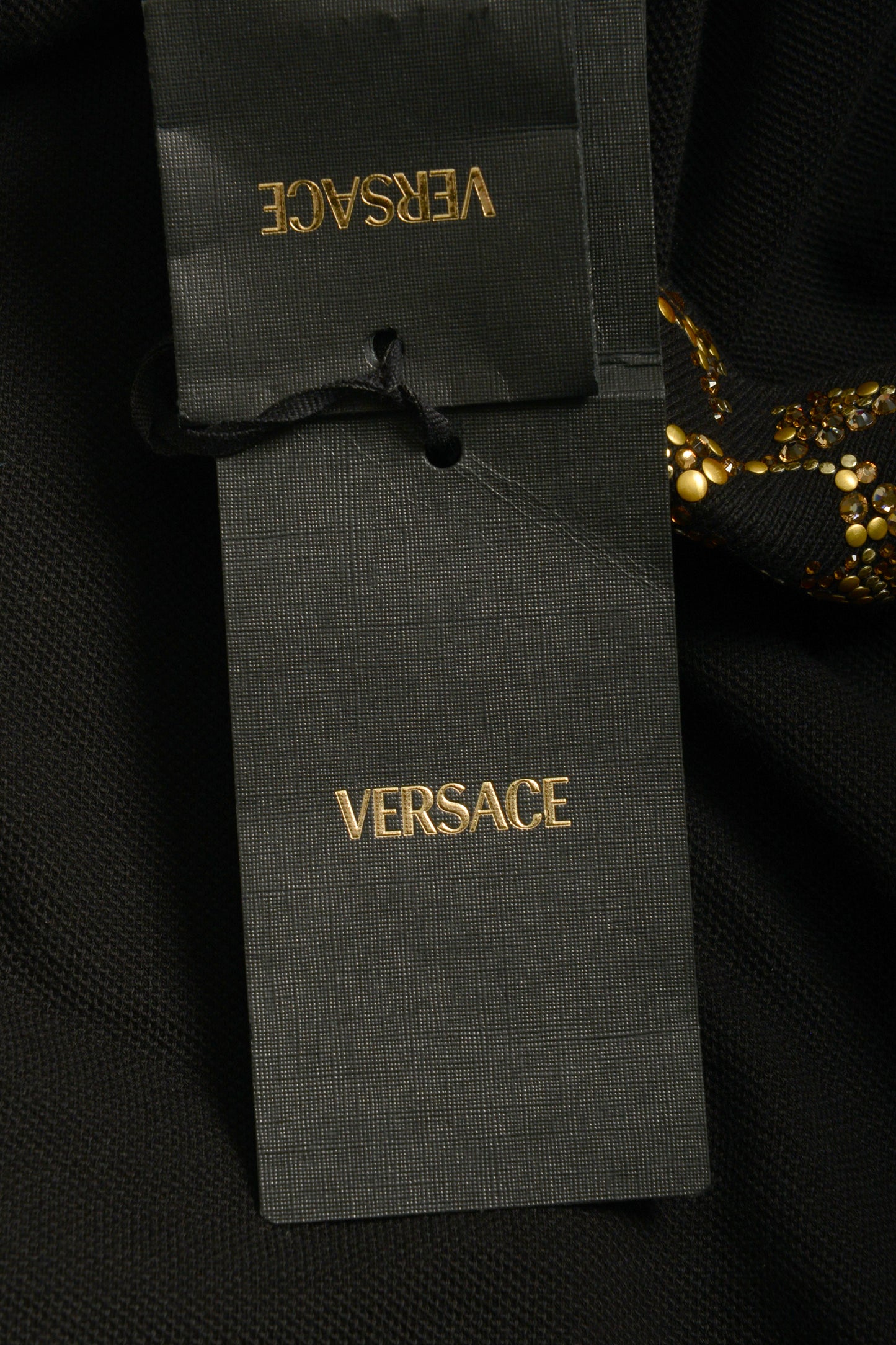 Versace Men's Black Logo Embroidery Short Sleeve Polo Shirt US L IT 52