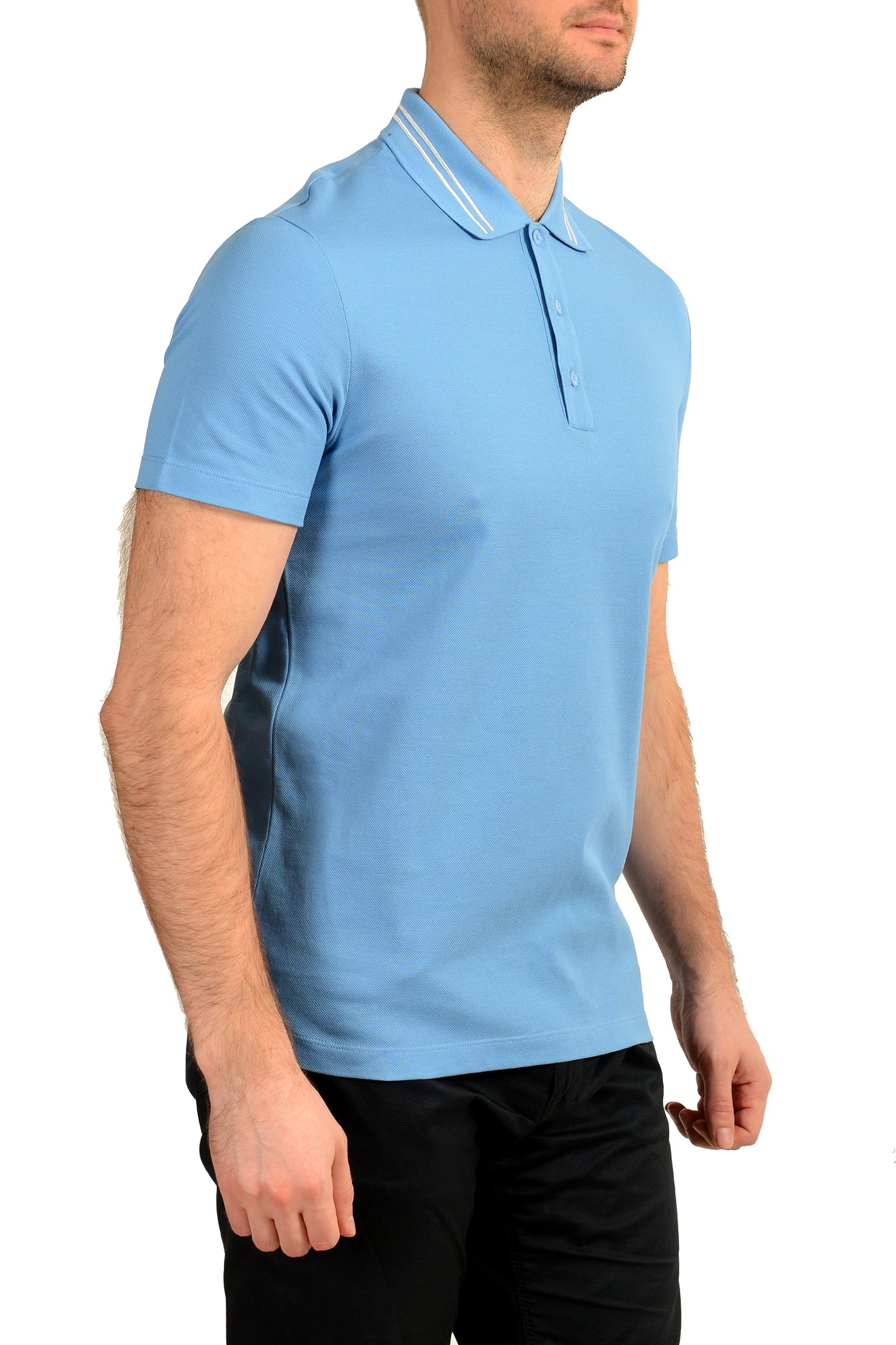 Versace Men's Blue Medusa Logo Embroidery Short Sleeve Polo Shirt US S IT 48