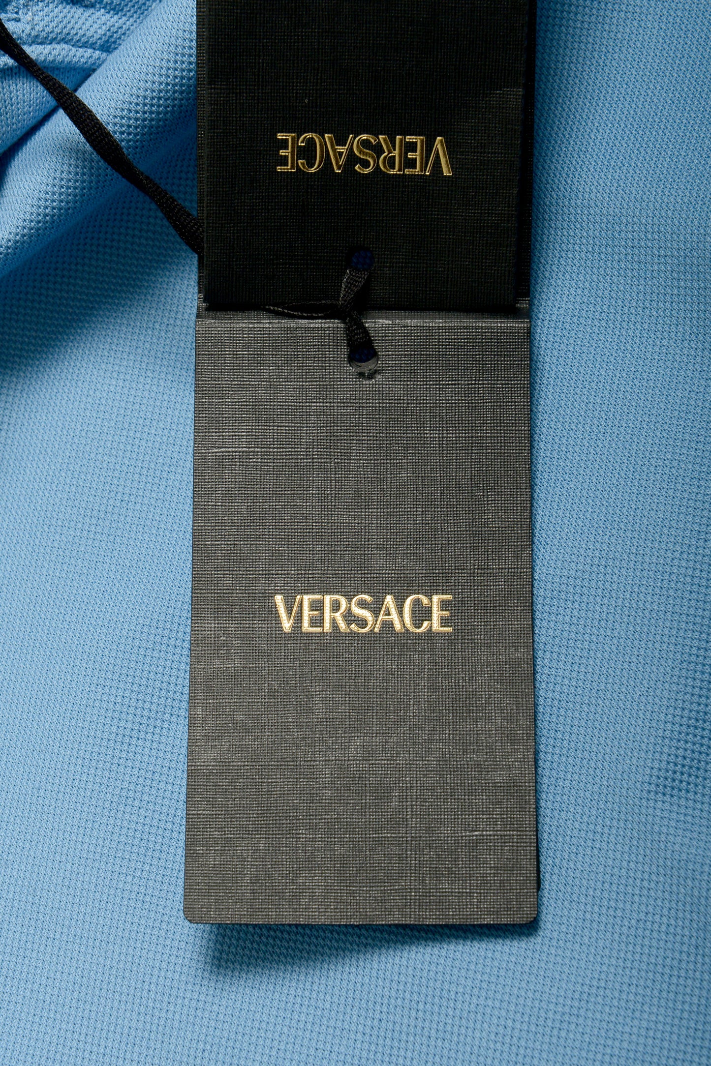 Versace Men's Blue Medusa Logo Embroidery Short Sleeve Polo Shirt US S IT 48