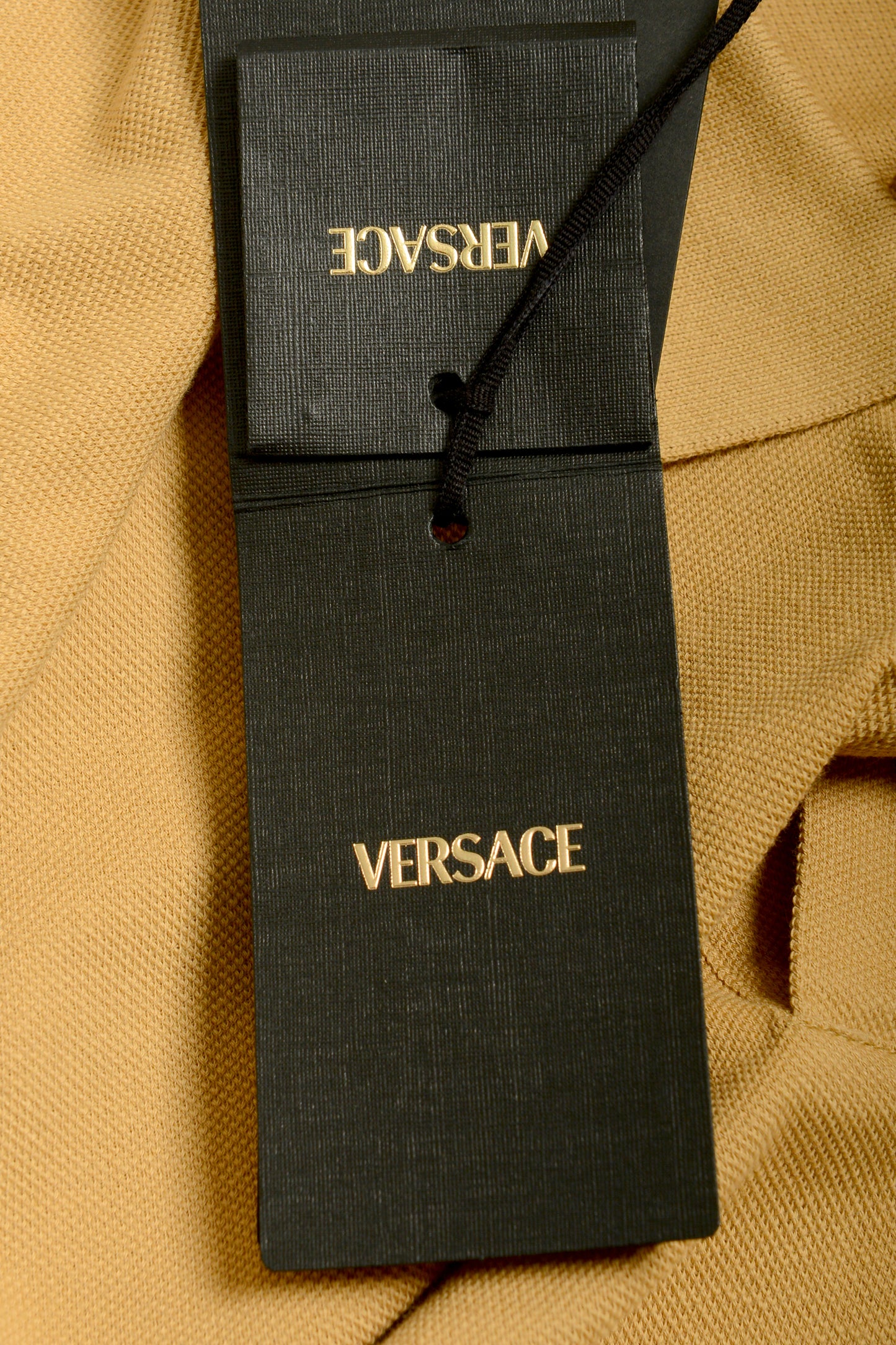 Versace Men's Beige Medusa Logo Embroidery Short Sleeve Polo Shirt US L IT 52