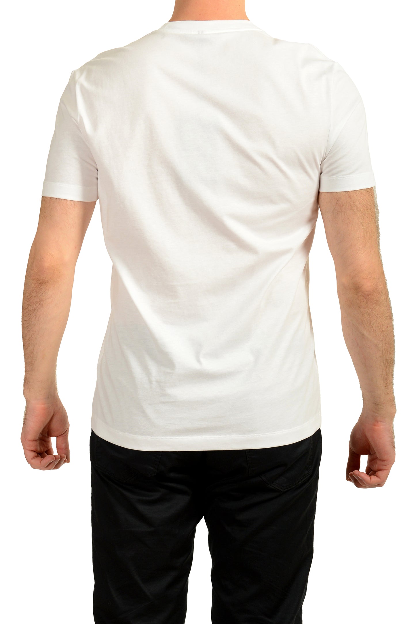 Versace Men's White Logo Embroidered Crewneck Short Sleeve T-Shirt US M IT 50