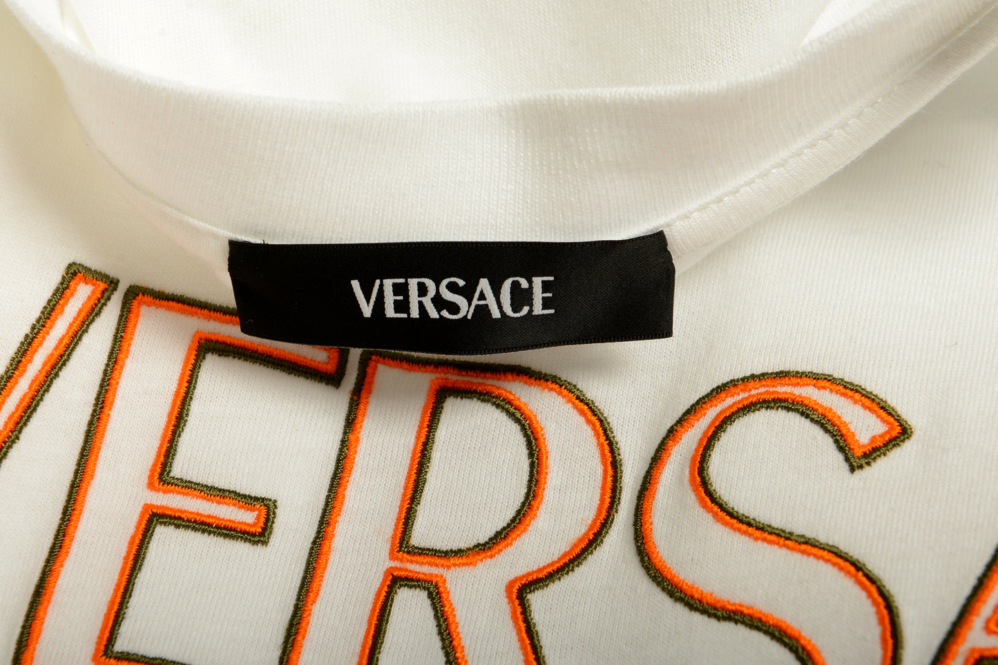 Versace Men's White Logo Embroidered Crewneck Short Sleeve T-Shirt US L IT 52