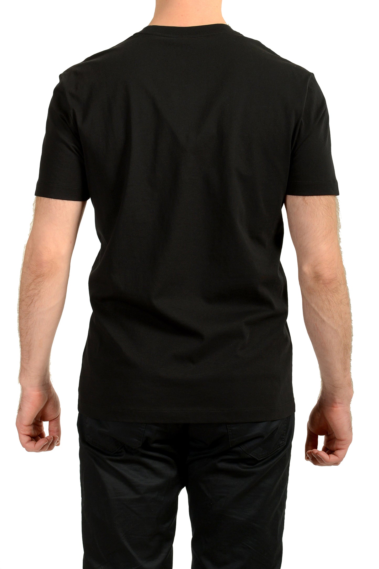Versace Men's Black Logo Embroidered Crewneck Short Sleeve T-Shirt US XL IT 54