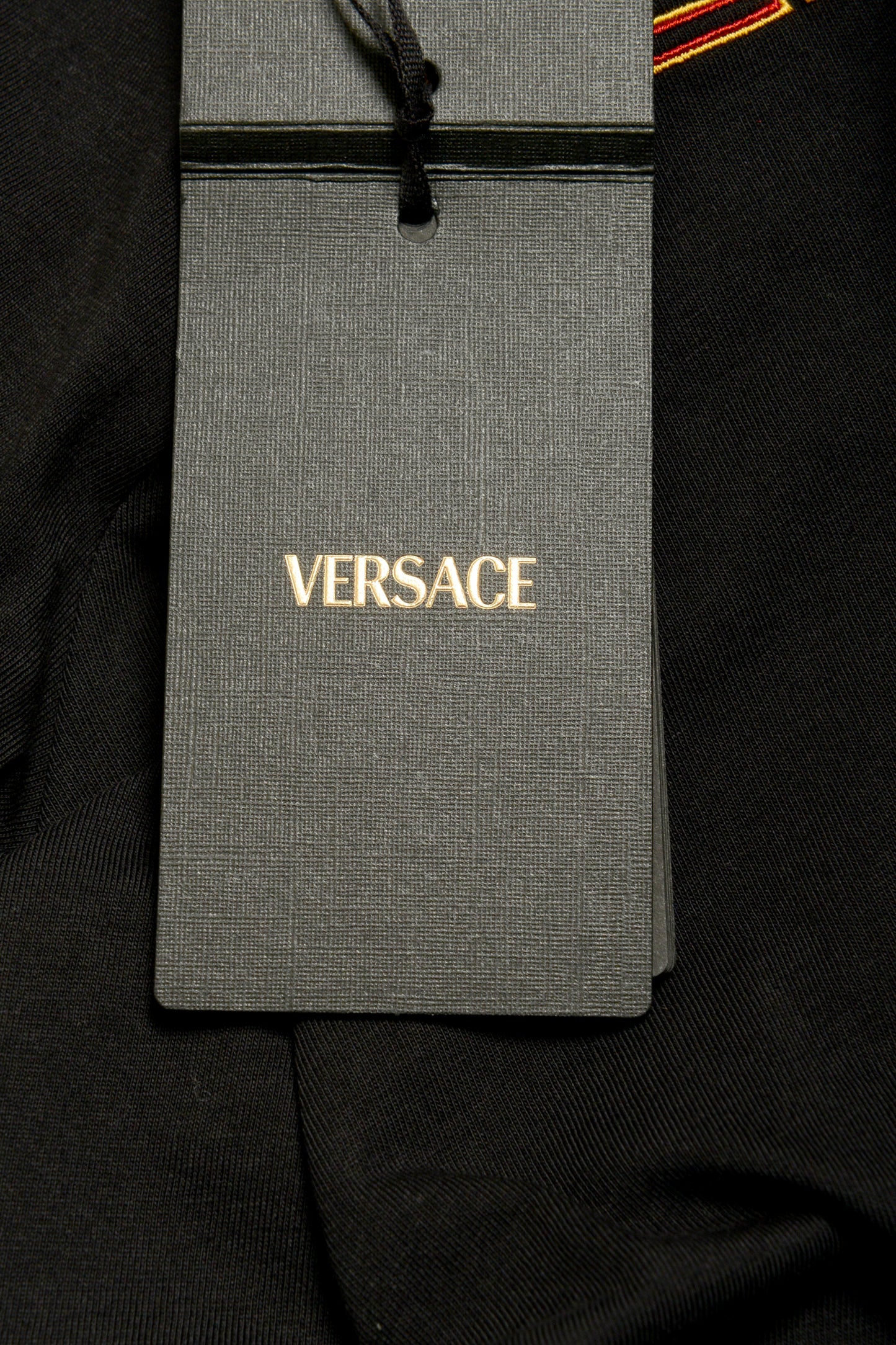 Versace Men's Black Logo Embroidered Crewneck Short Sleeve T-Shirt US XL IT 54