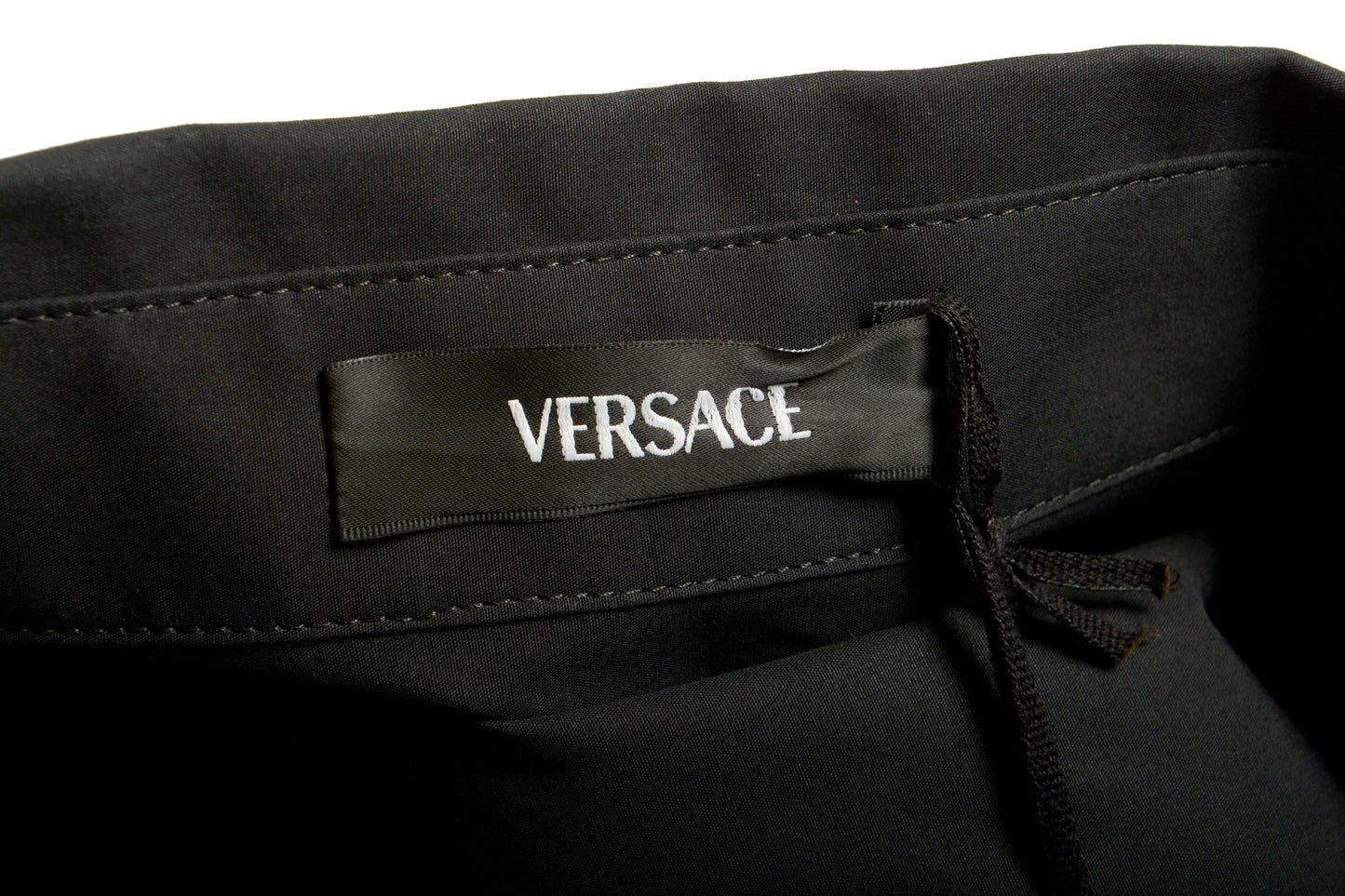 Versace Men's Black & Silver Collar Embellishments Long Sleeve Shirt US S IT 48