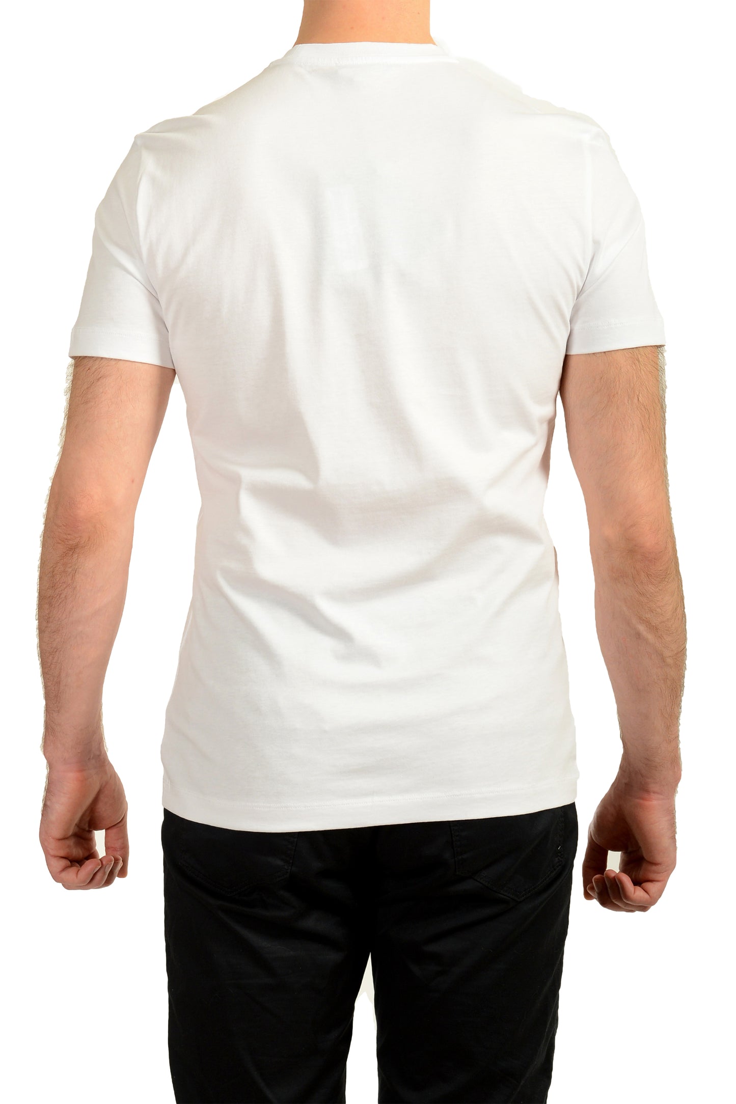 Versace Men's White Logo Print Crewneck Short Sleeve T-Shirt US M IT 50